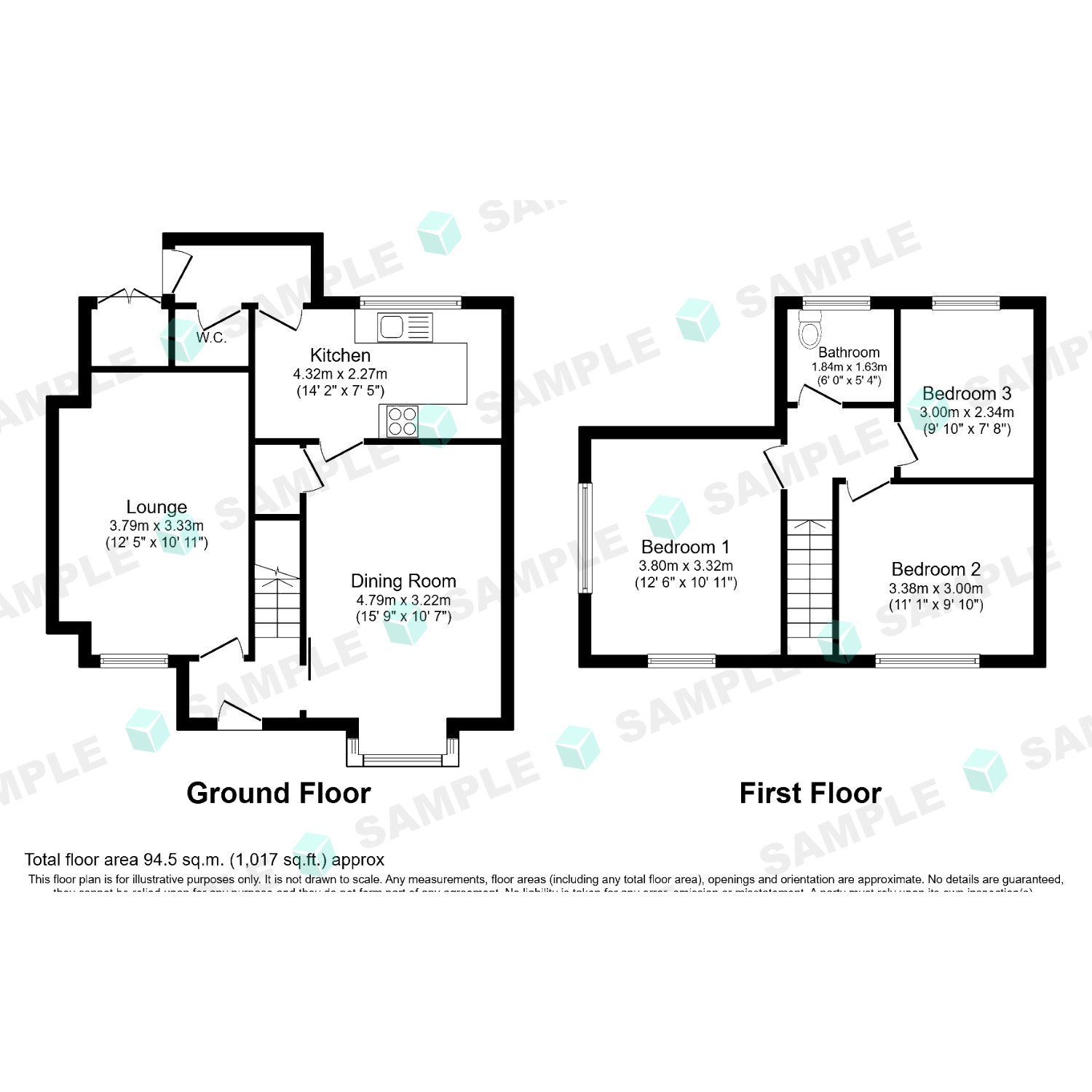 Floorplan of 3 bedroom Detached House for sale, Coventry Road, Bulkington, Warwickshire, CV12