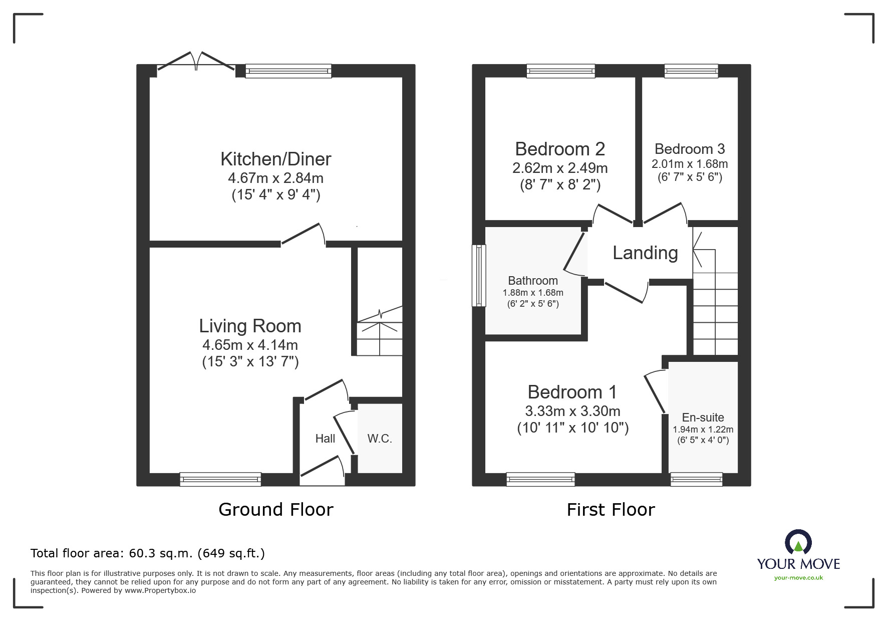 Floorplan of 3 bedroom Semi Detached House for sale, Pebblebrook Way, Bedworth, Warwickshire, CV12
