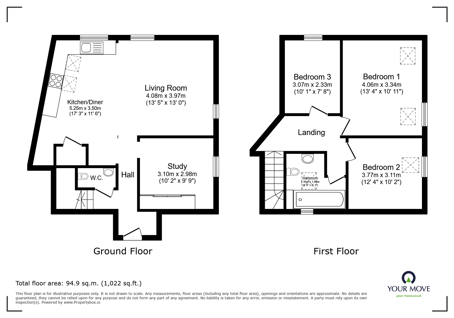 Floorplan of 3 bedroom Detached Property for sale, Main Street, Stretton under Fosse, Warwickshire, CV23