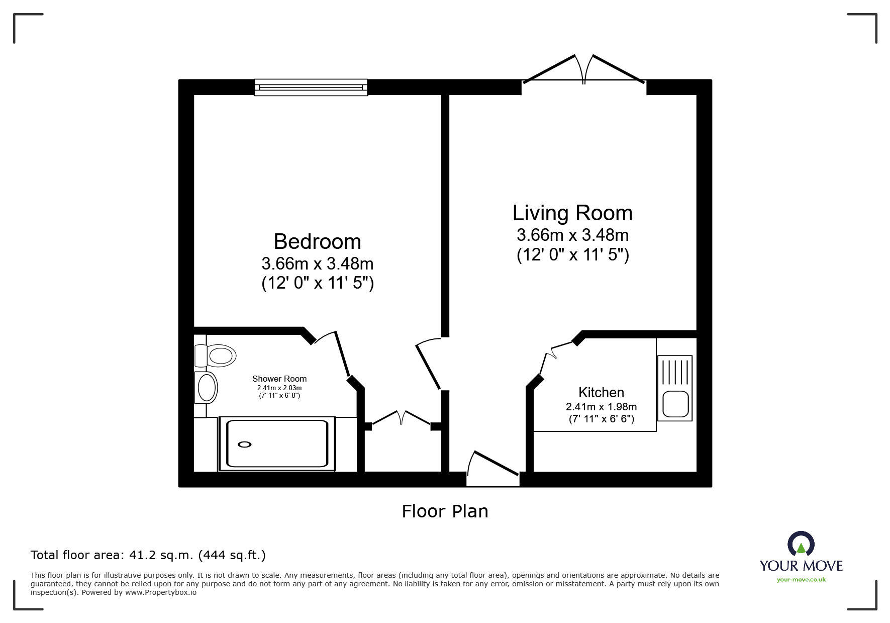 Floorplan of 1 bedroom Flat for sale, Bede Village, Hospital Lane, Warwickshire, CV12