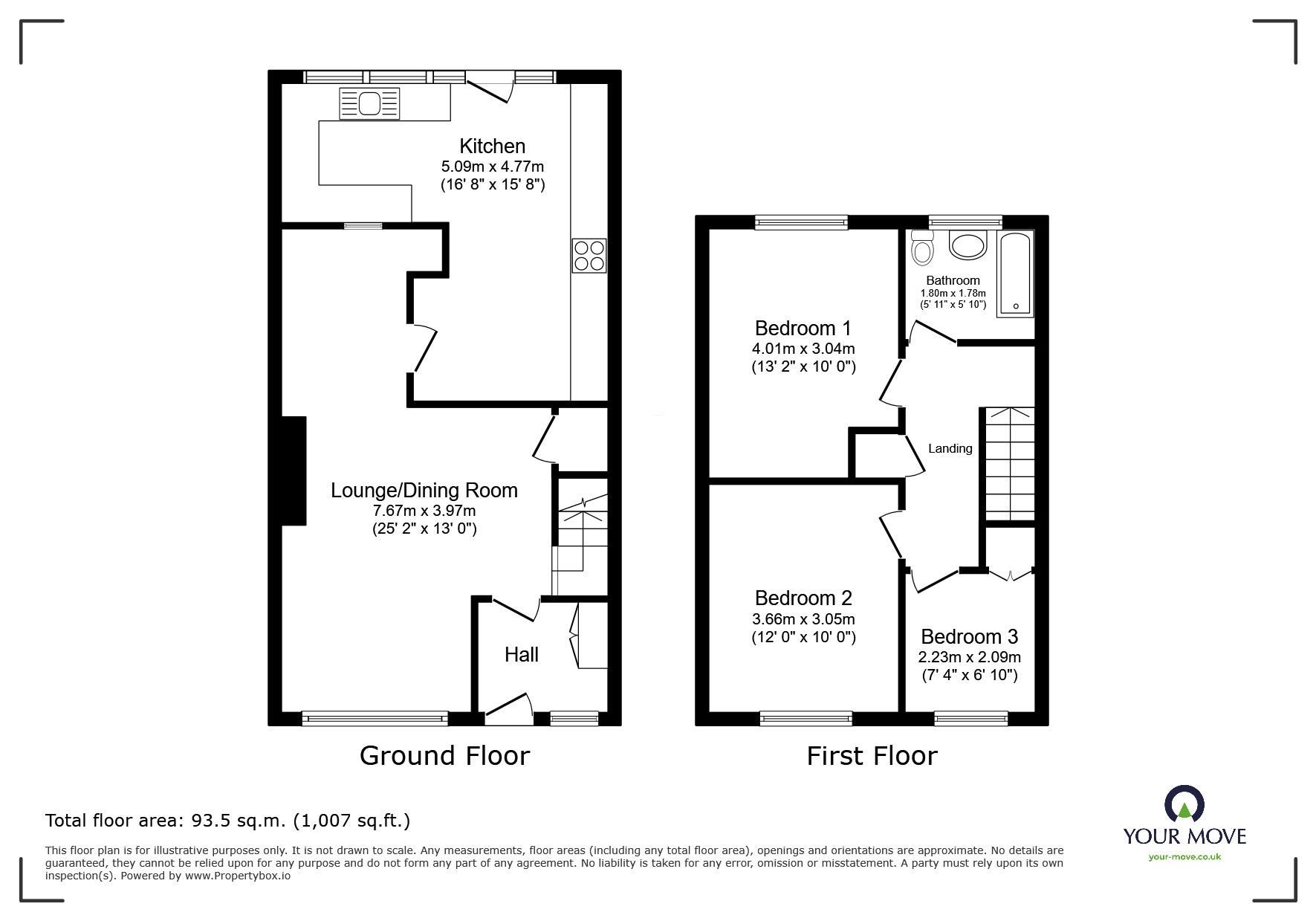 Floorplan of 3 bedroom House to rent, Winchat Close, Binley, West Midlands, CV3