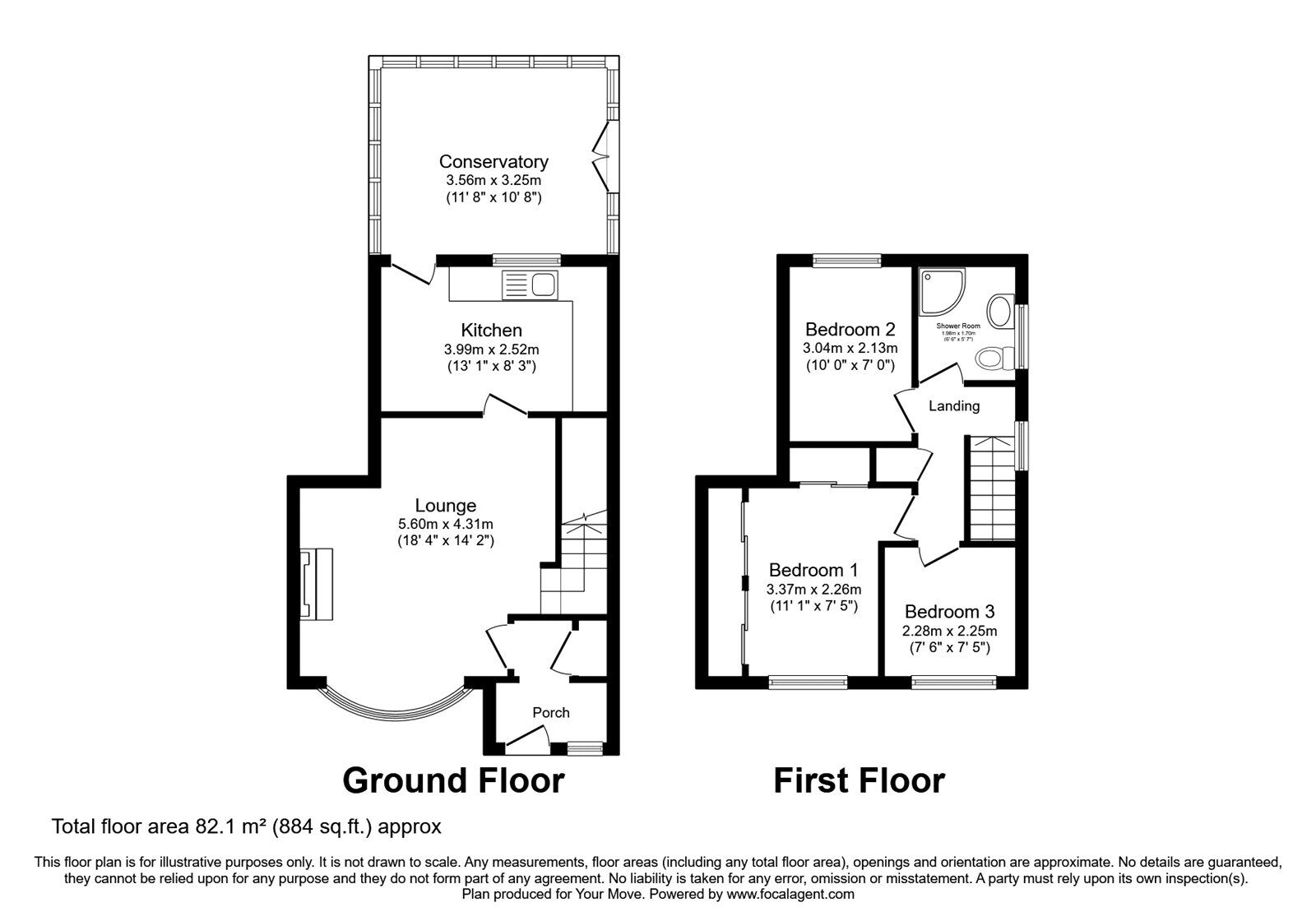 Floorplan of 3 bedroom Semi Detached House to rent, Wessex Close, Bedworth, Warwickshire, CV12