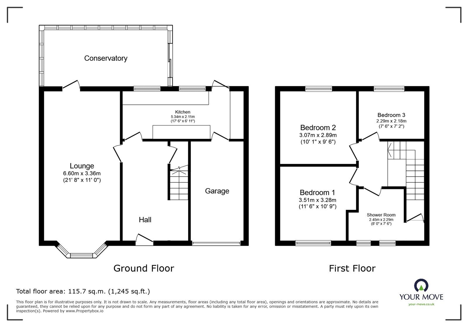 Floorplan of 3 bedroom Semi Detached House for sale, Epsom Close, Bedworth, Warwickshire, CV12