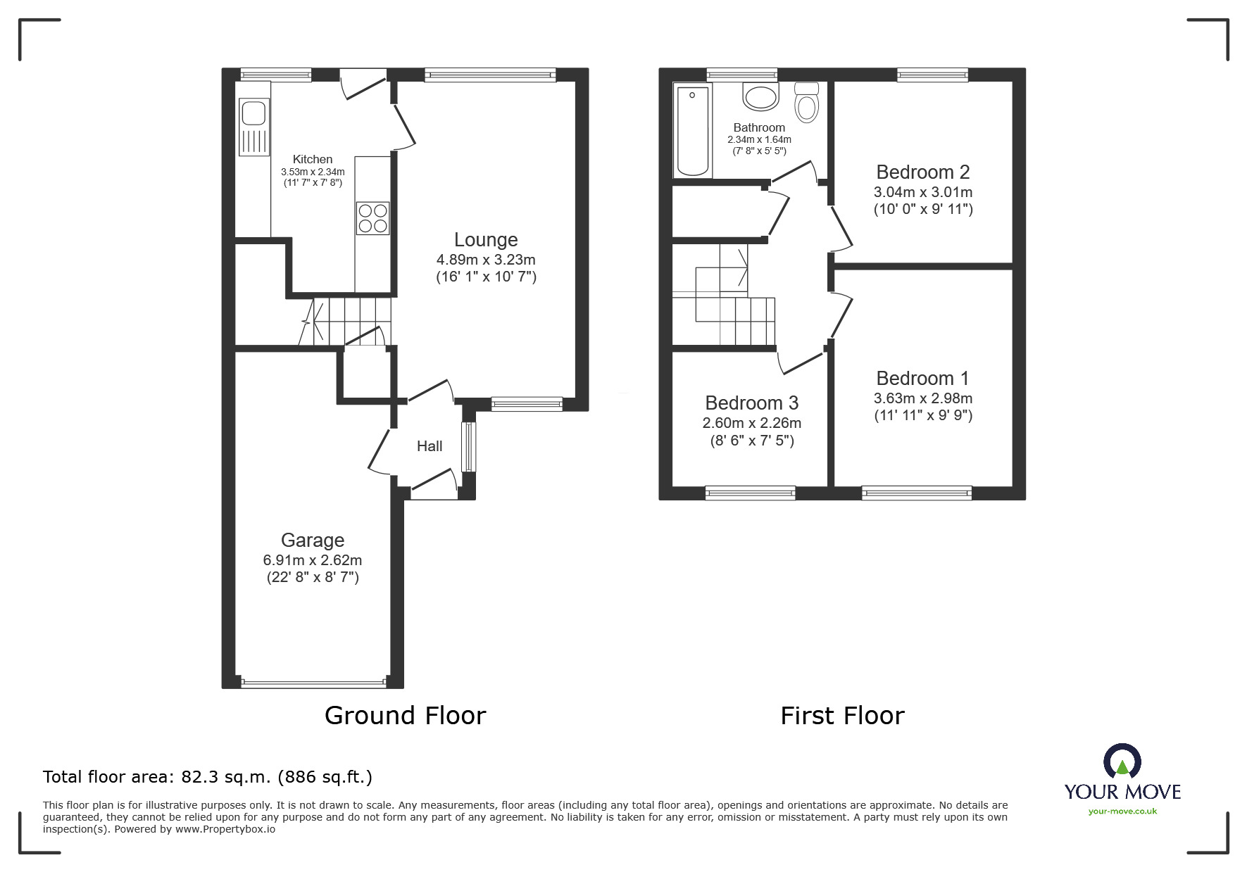 Floorplan of 3 bedroom Mid Terrace House to rent, Trenance Road, Exhall, Warwickshire, CV7