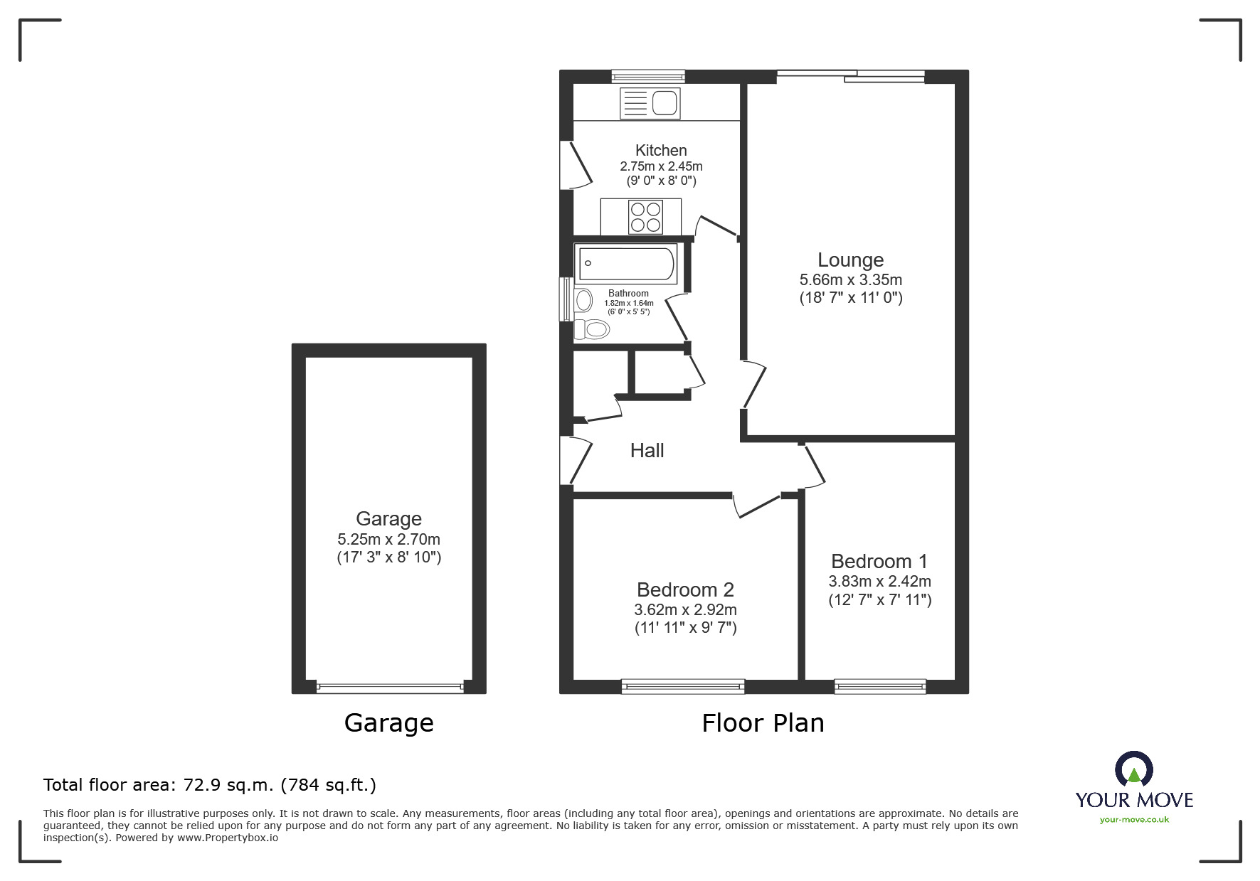 Floorplan of 2 bedroom Semi Detached Bungalow to rent, High Ash Close, Exhall, Warwickshire, CV7