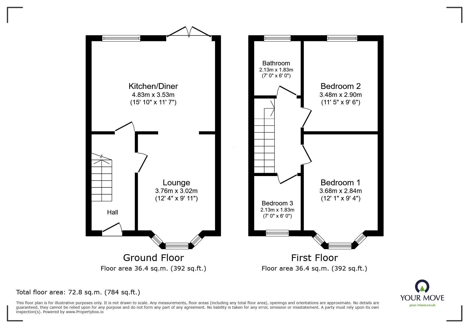 Floorplan of 3 bedroom Semi Detached House for sale, Arbury Avenue, Bedworth, Warwickshire, CV12