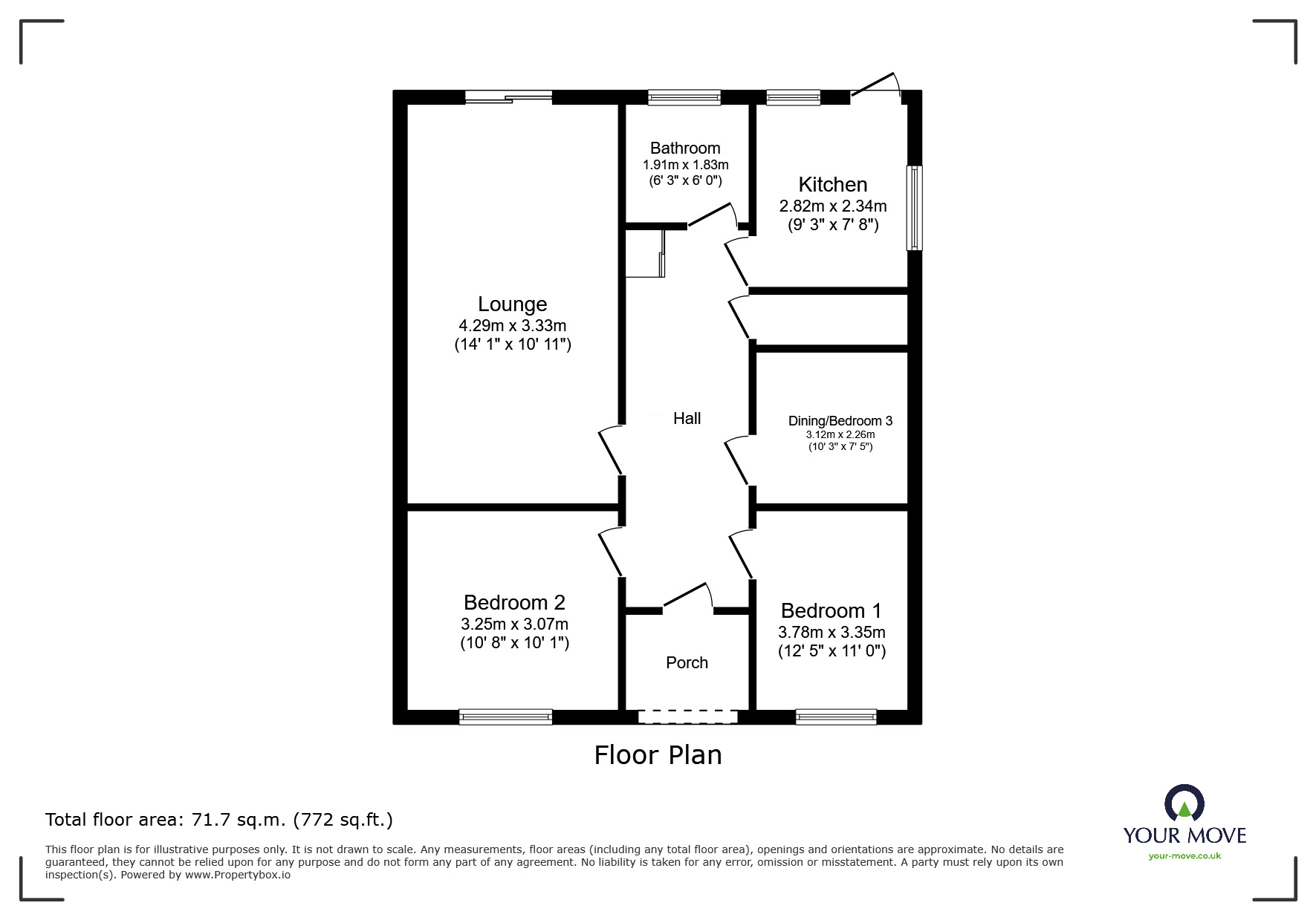 Floorplan of 3 bedroom Semi Detached Bungalow for sale, Robert Road, Exhall, Warwickshire, CV7