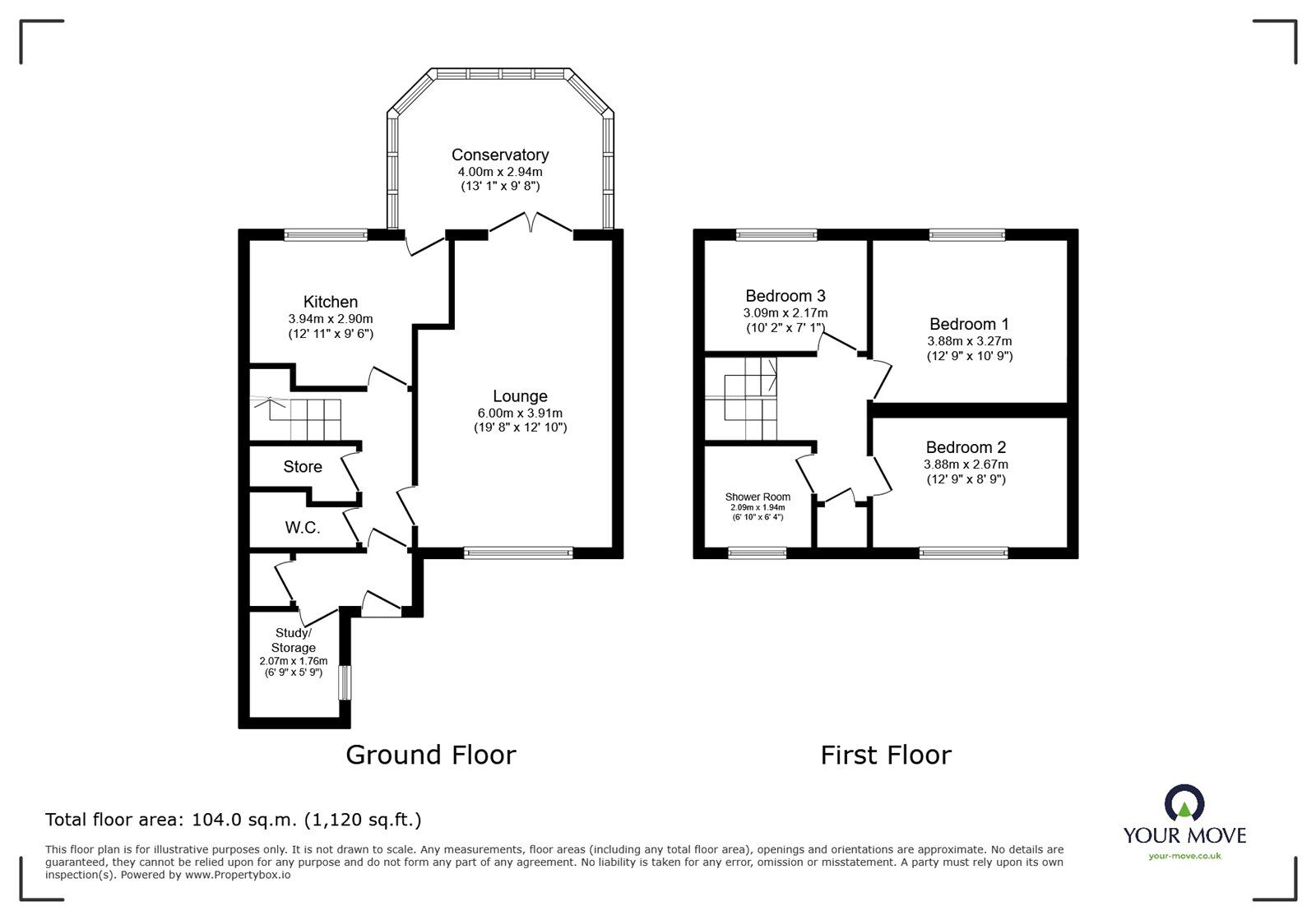Floorplan of 3 bedroom End Terrace House for sale, Anderton Road, Bedworth, Warwickshire, CV12