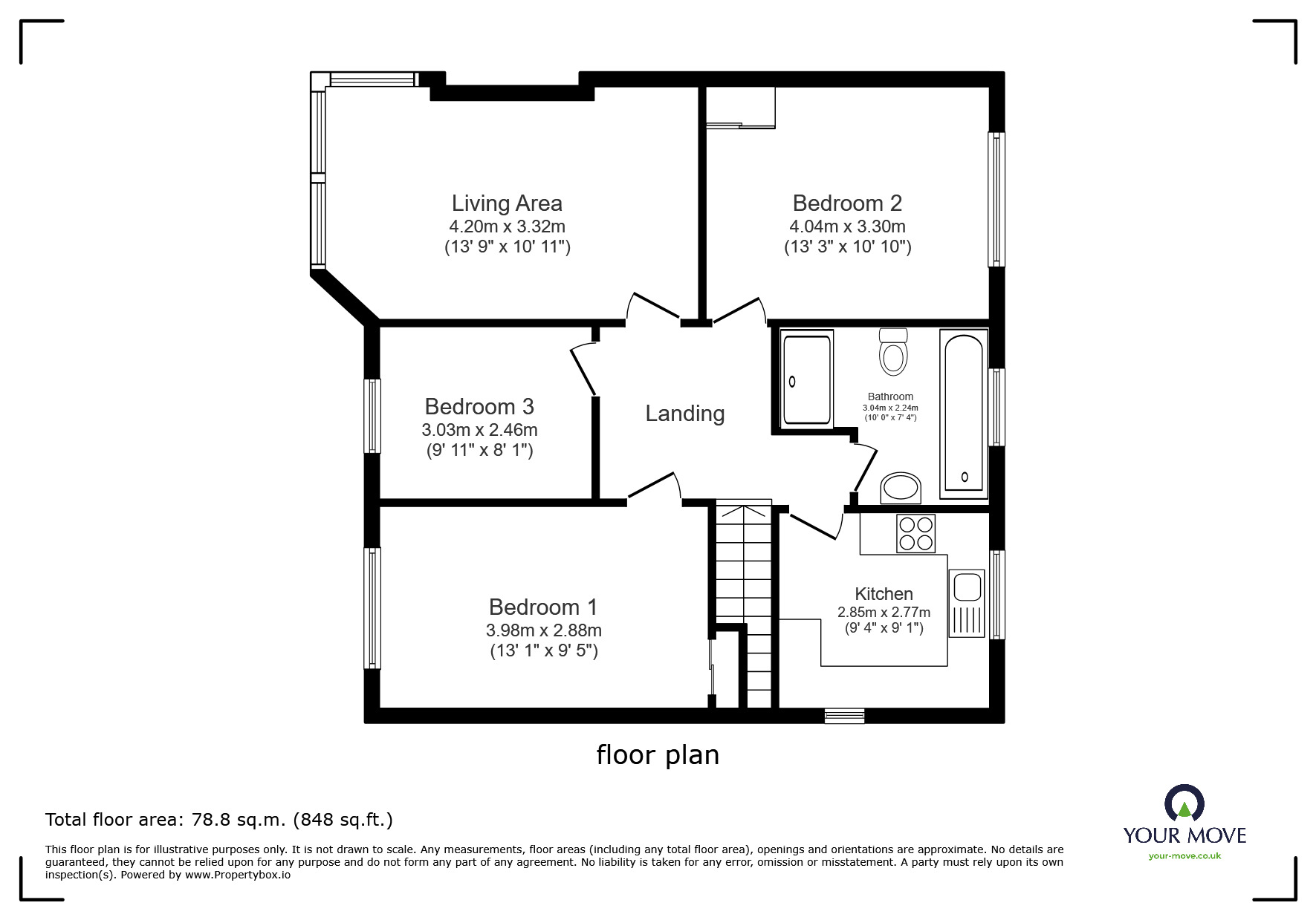 Floorplan of 3 bedroom Flat to rent, Mitchell Road, Bedworth, Warwickshire, CV12