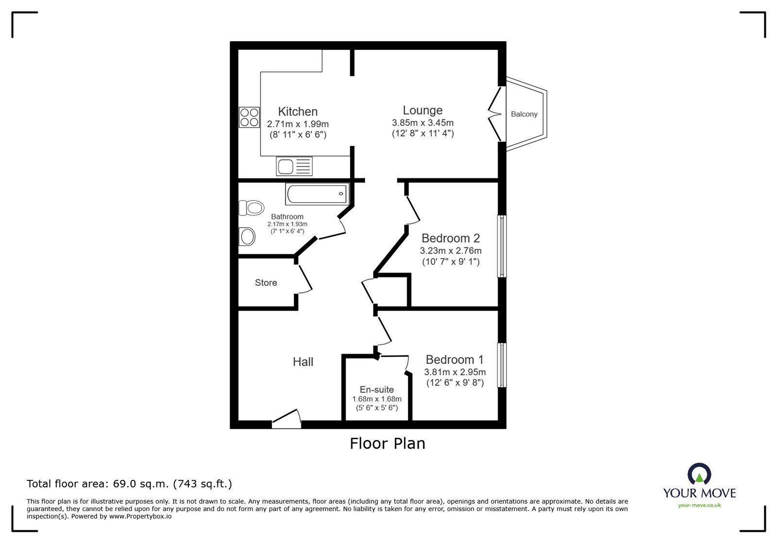 Floorplan of 2 bedroom Flat to rent, Conisbrough Keep, Coventry, West Midlands, CV1