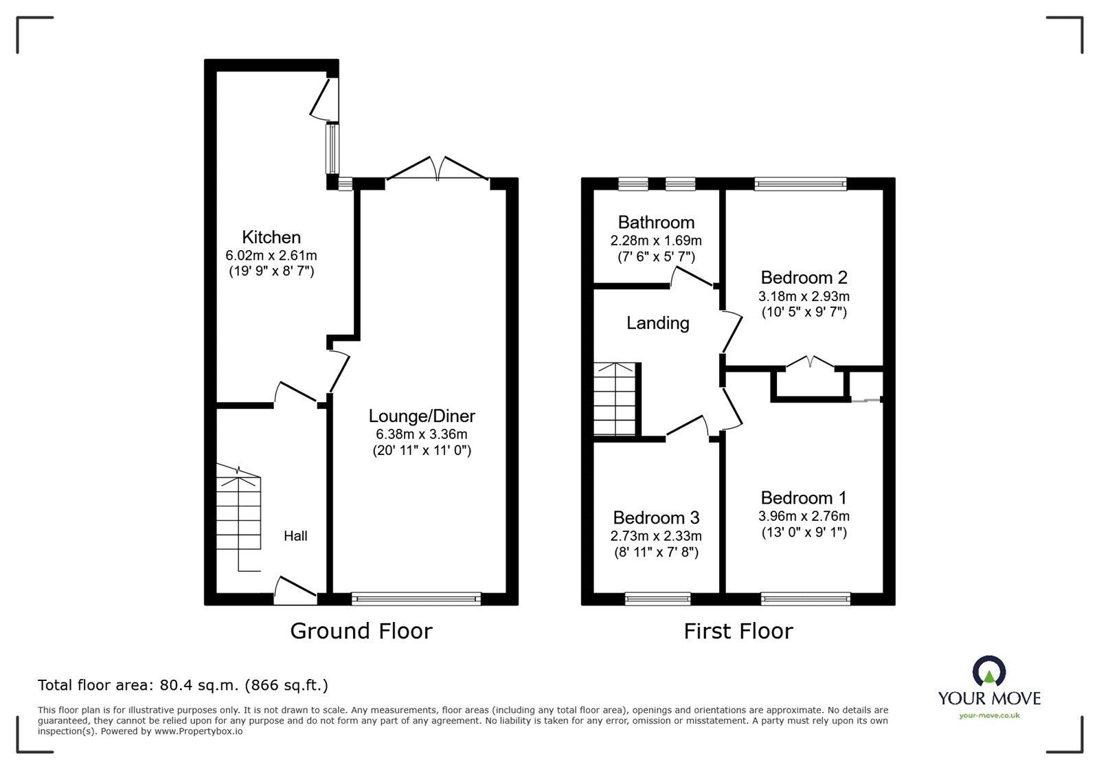 Floorplan of 3 bedroom Mid Terrace House for sale, Bede Road, Bedworth, Warwickshire, CV12