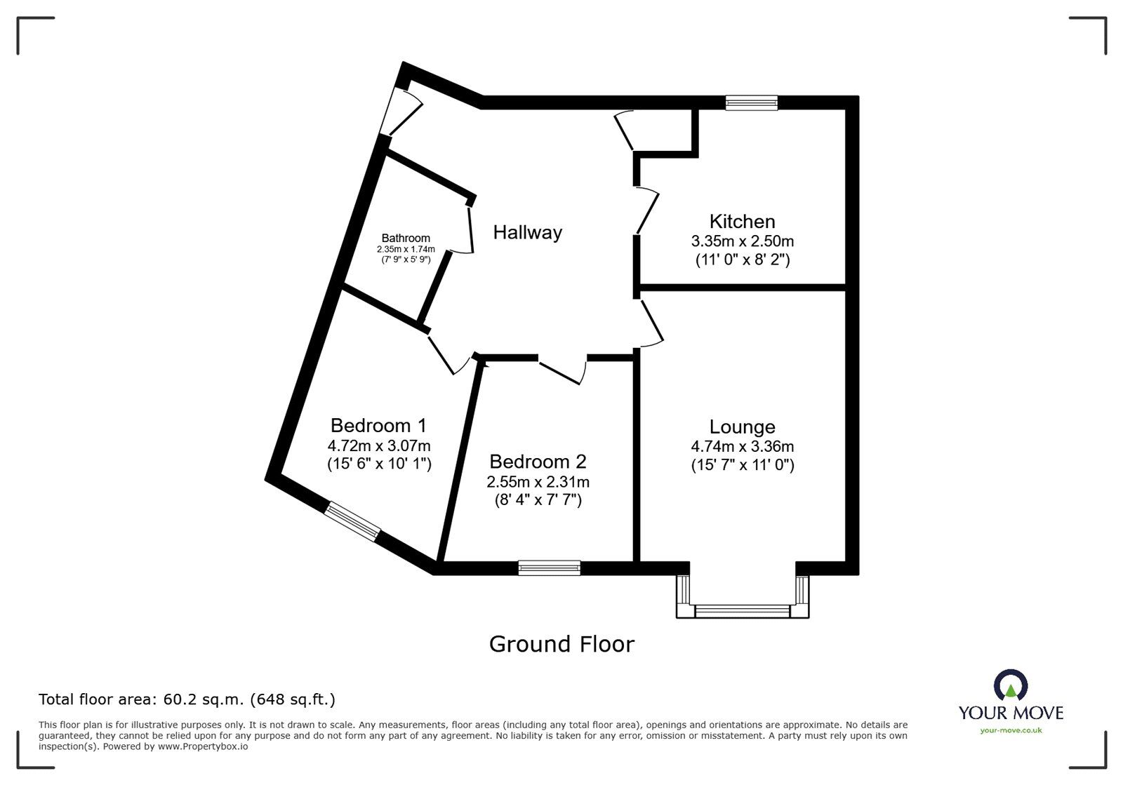 Floorplan of 2 bedroom Flat for sale, Ezra Gardens, Chapel Street, Warwickshire, CV12