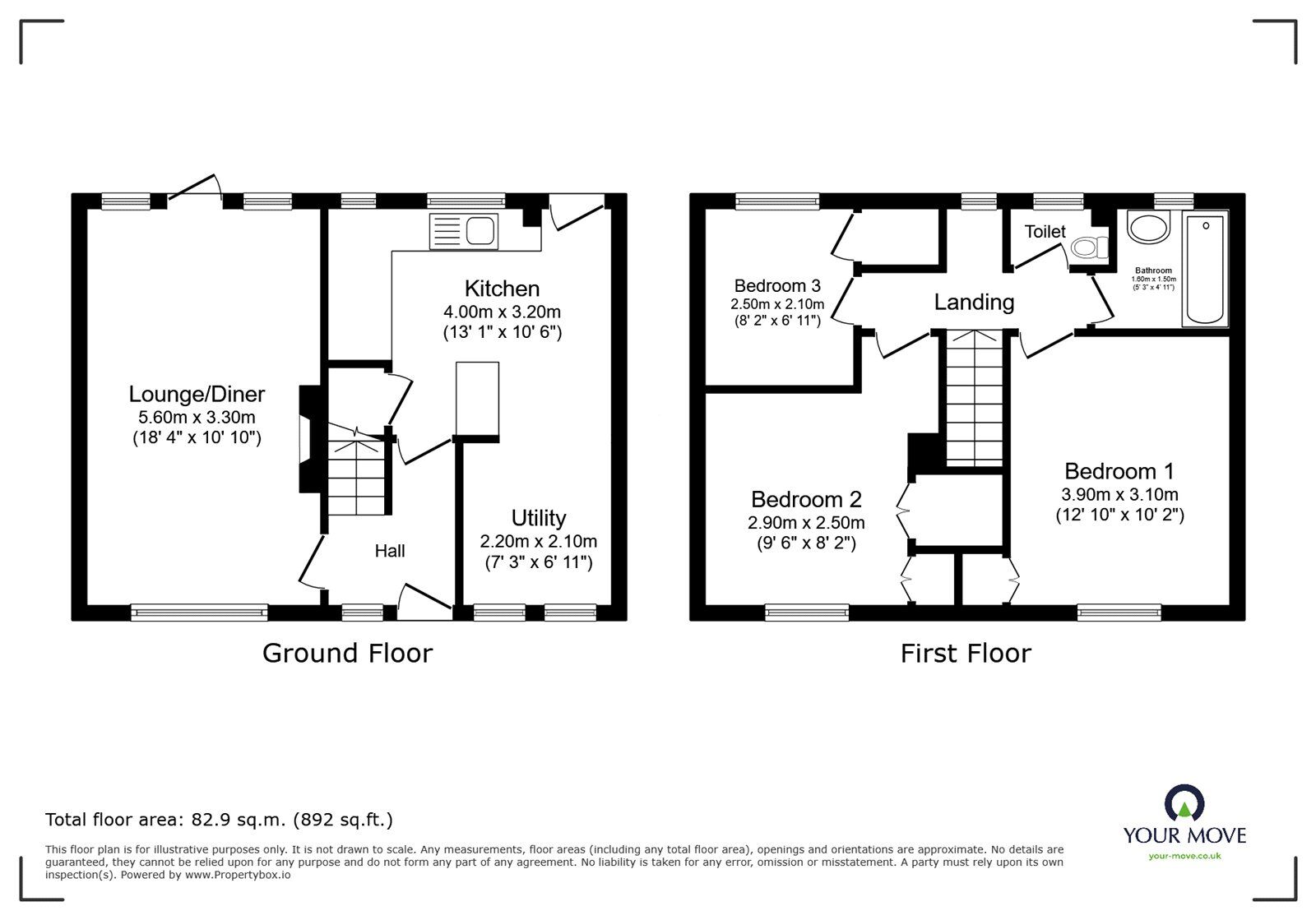 Floorplan of 3 bedroom Semi Detached House for sale, Tulliver Close, Bedworth, Warwickshire, CV12
