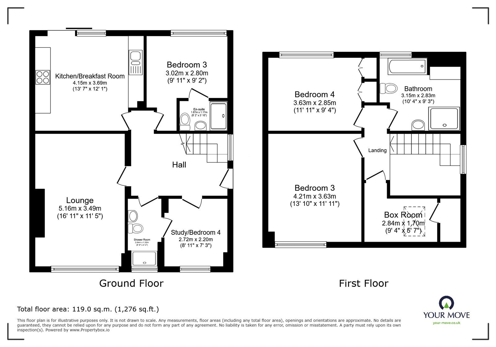 Floorplan of 4 bedroom Semi Detached House for sale, Avon Close, Bulkington, Warwickshire, CV12