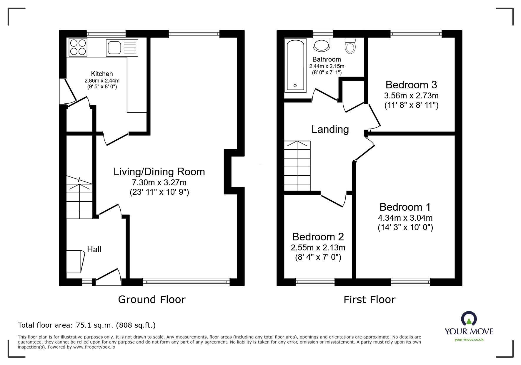 Floorplan of 3 bedroom Semi Detached House to rent, Gordon Close, Bedworth, Warwickshire, CV12