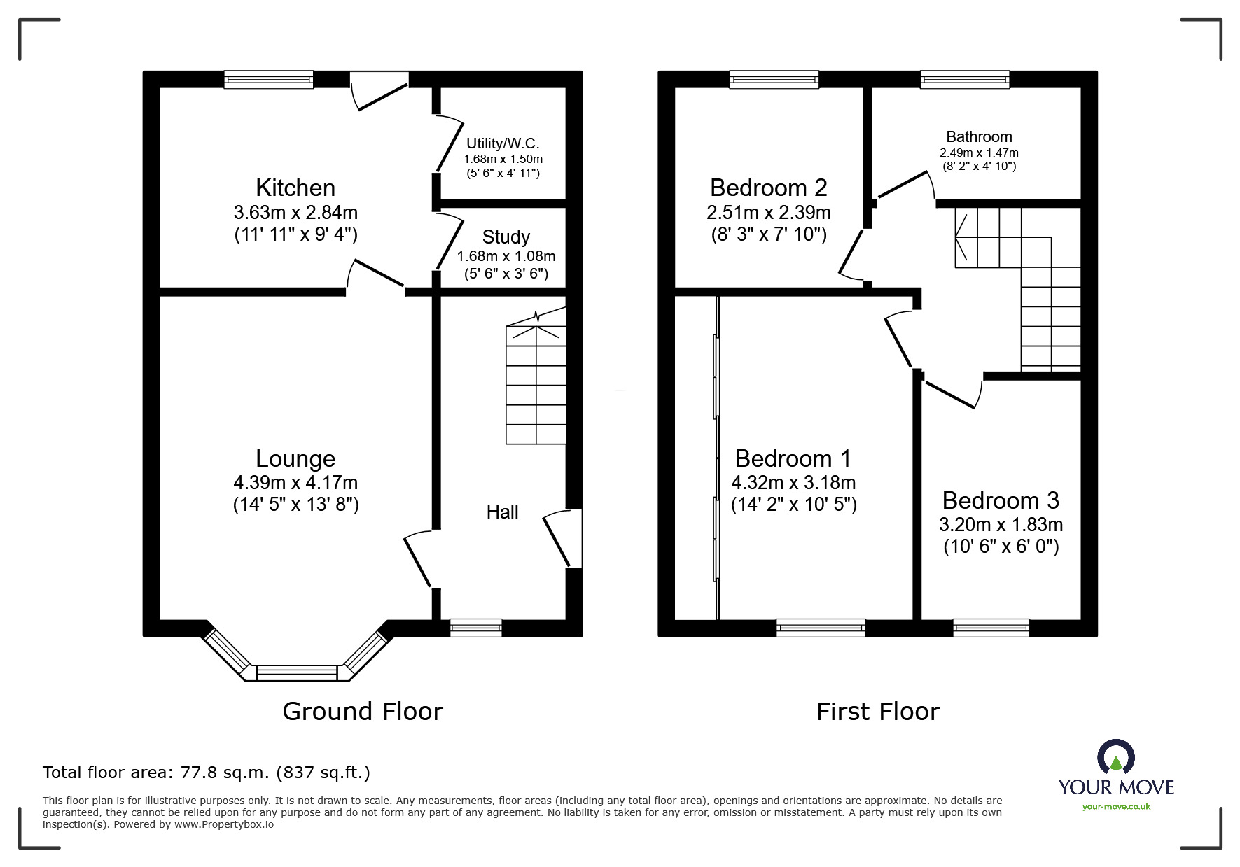 Floorplan of 3 bedroom Semi Detached House for sale, Heath Avenue, Bedworth, Warwickshire, CV12