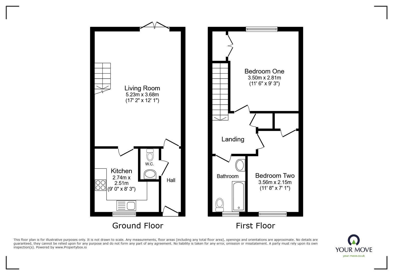 Floorplan of 2 bedroom End Terrace House for sale, Hatters Court, Bedworth, Warwickshire, CV12