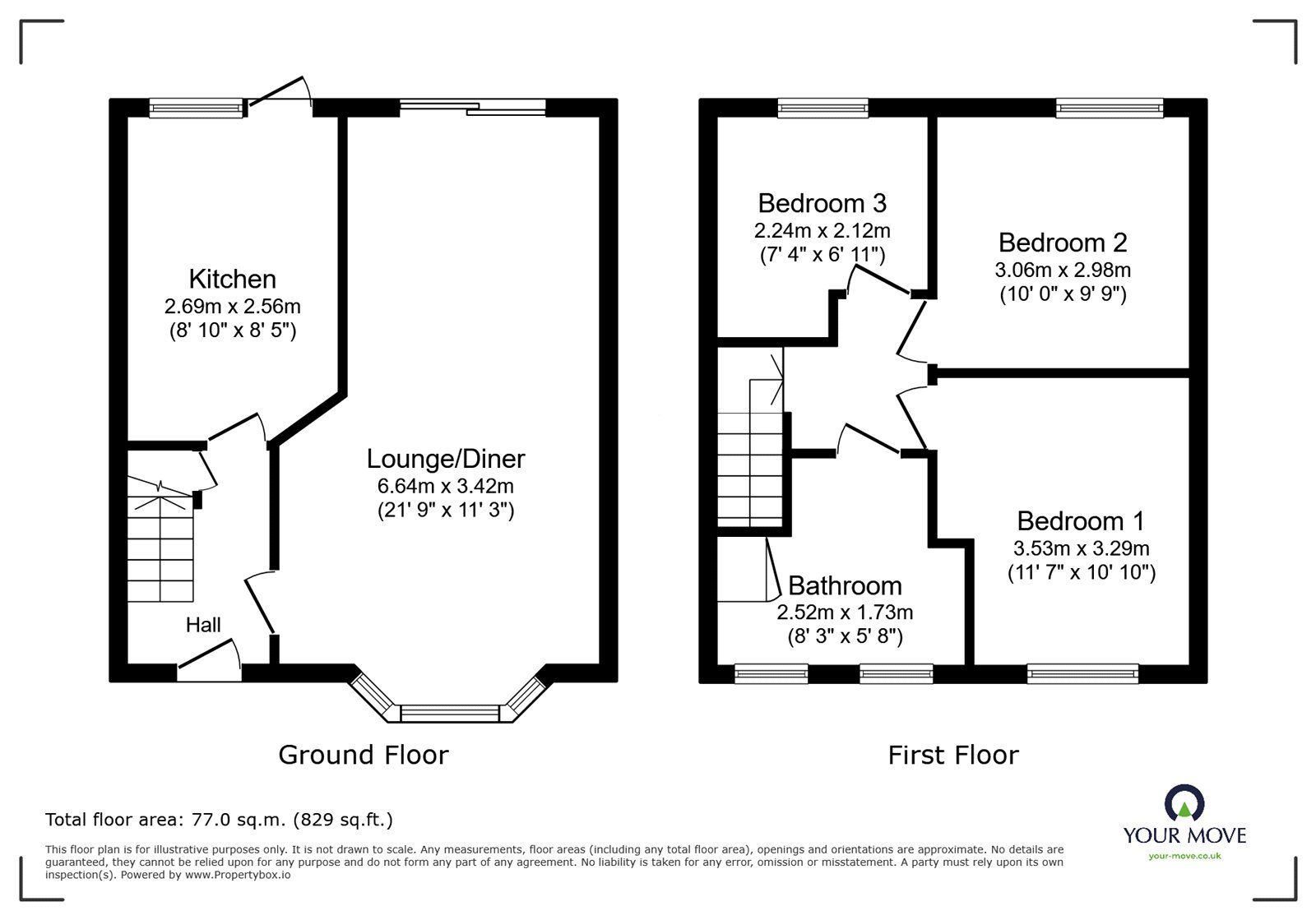 Floorplan of 3 bedroom Semi Detached House for sale, Epsom Close, Bedworth, Warwickshire, CV12