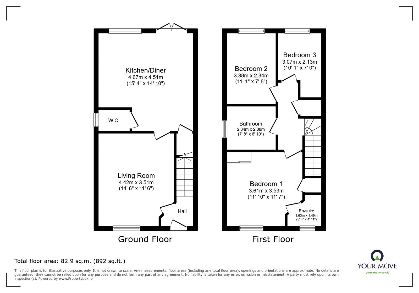 Floorplan of 3 bedroom Semi Detached House for sale, Queenborough Road, Allesley, West Midlands, CV5