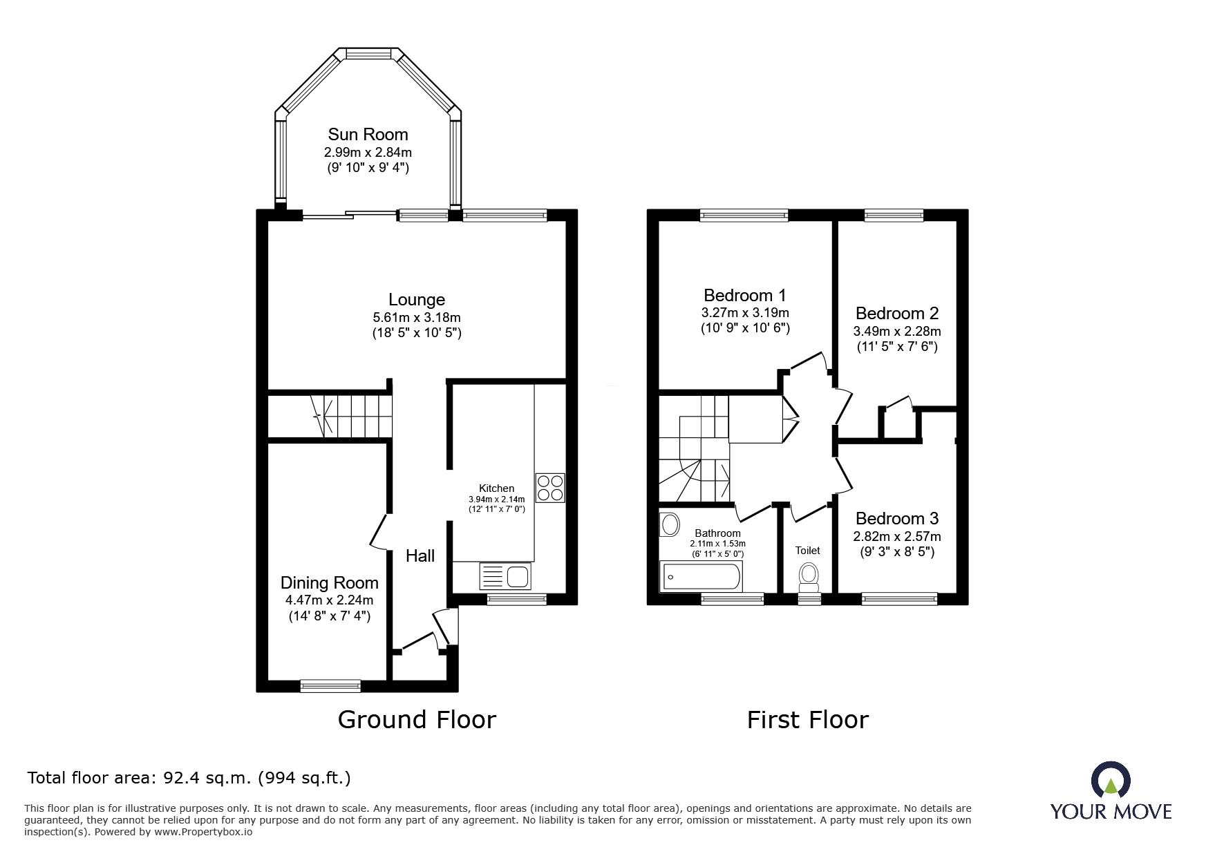 Floorplan of 3 bedroom Mid Terrace House to rent, Mawnan Close, Exhall, Warwickshire, CV7
