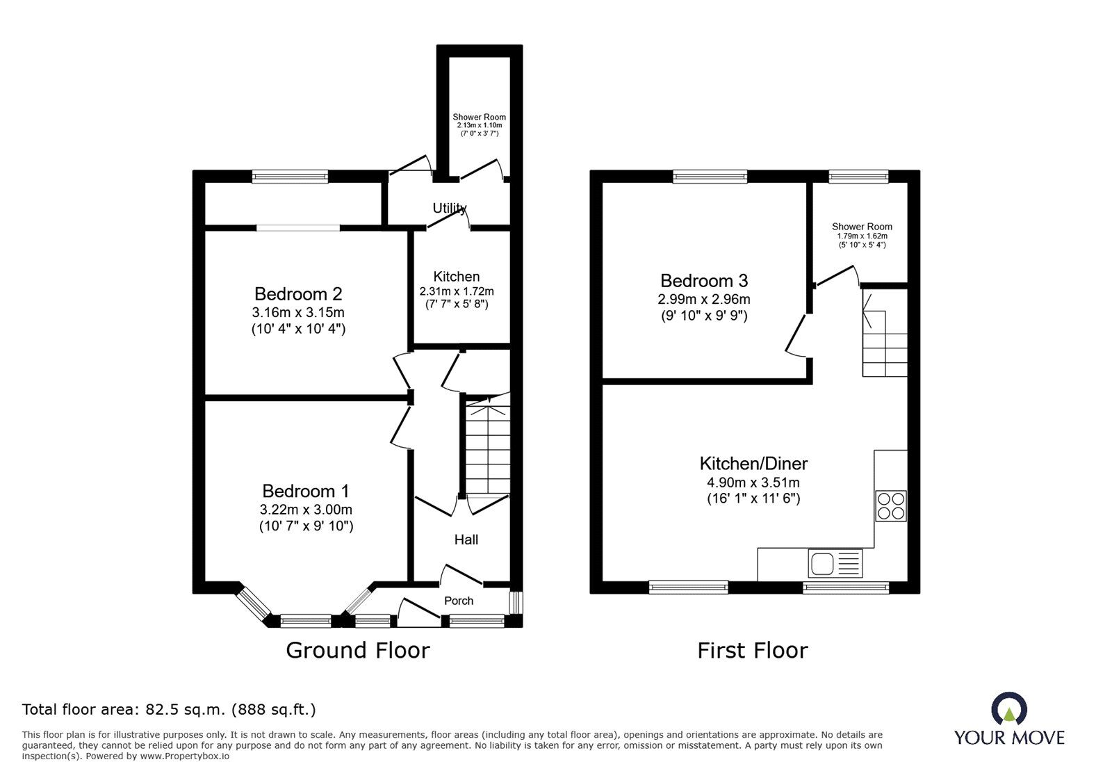 Floorplan of 3 bedroom Mid Terrace House for sale, Burnaby Road, Coventry, West Midlands, CV6