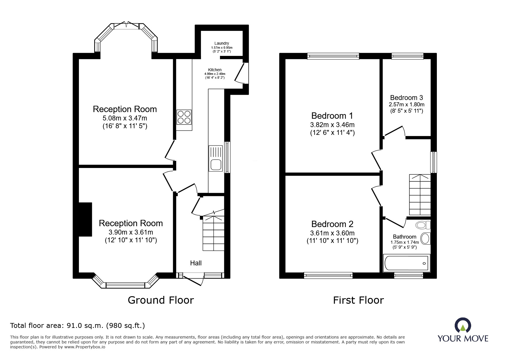 Floorplan of 3 bedroom Semi Detached House to rent, Chamberlaine Street, Bedworth, Warwickshire, CV12