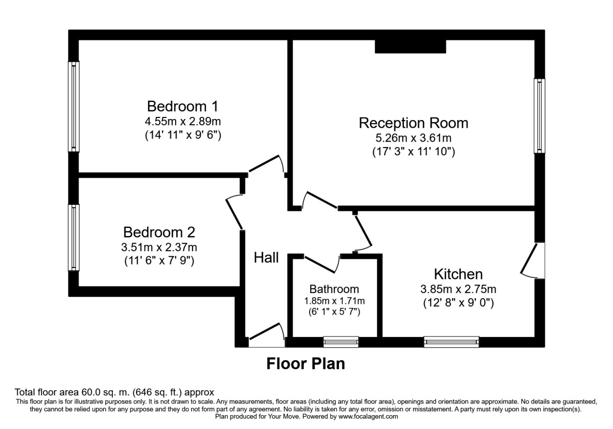 Floorplan of 2 bedroom  Flat to rent, Pinnacle Hill, Bexleyheath, Kent, DA7