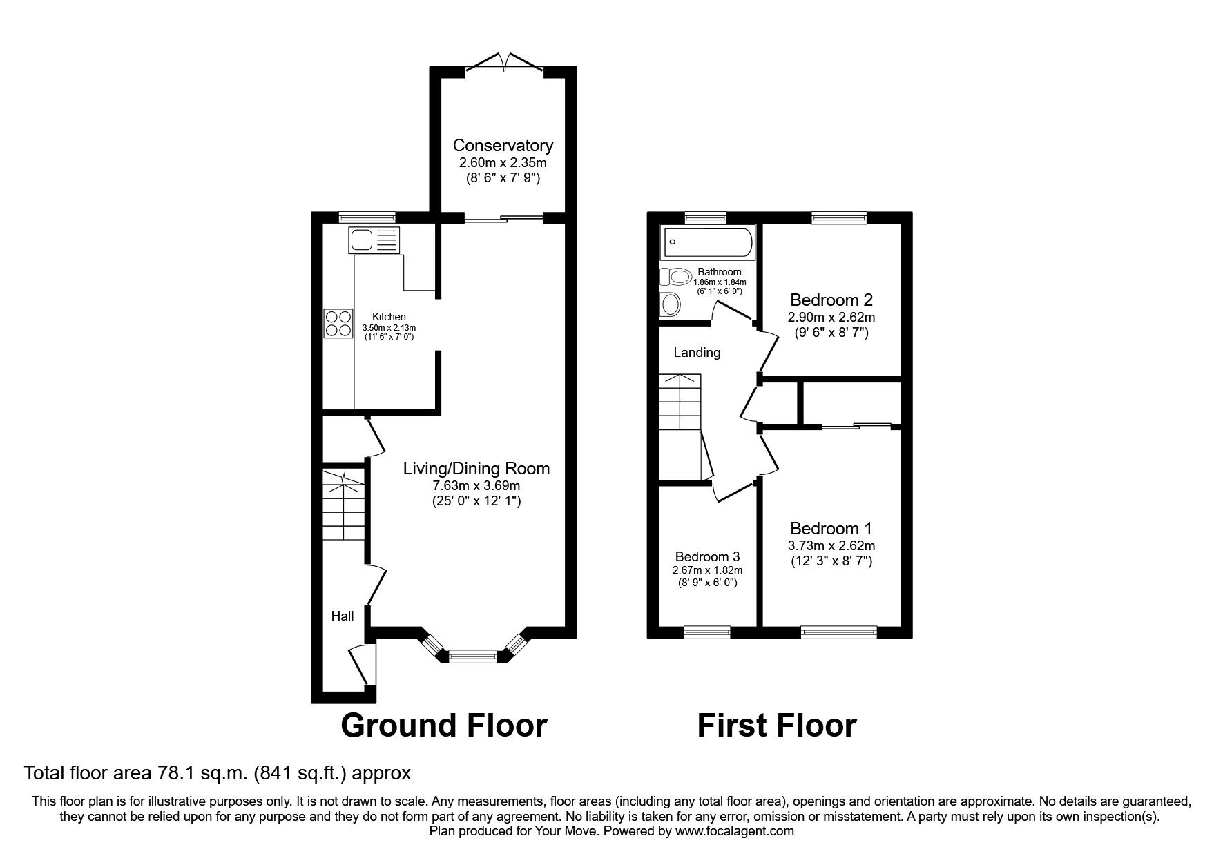 Floorplan of 3 bedroom Semi Detached House to rent, Mark Close, Bexleyheath, Kent, DA7