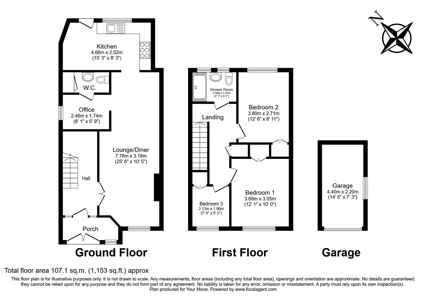 Floorplan of 3 bedroom Semi Detached House for sale, Maryfield Close, Bexley, Kent, DA5