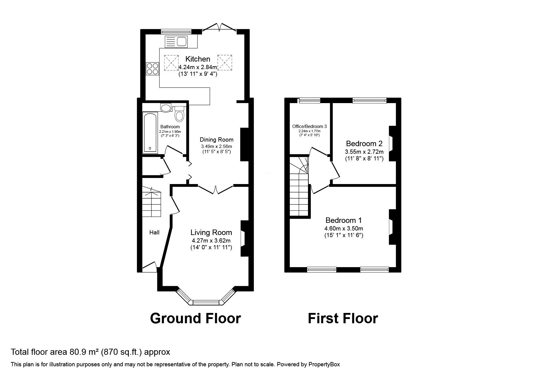 Floorplan of 3 bedroom Mid Terrace House to rent, Palmeira Road, Bexleyheath, DA7