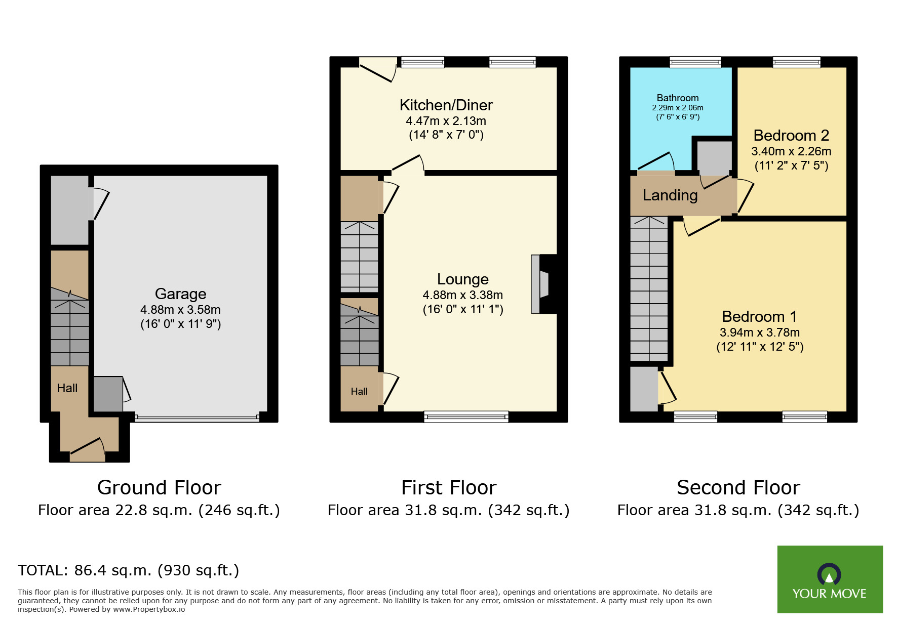 Floorplan of 2 bedroom End Terrace House for sale, Bexley Lane, Crayford, Dartford, DA1