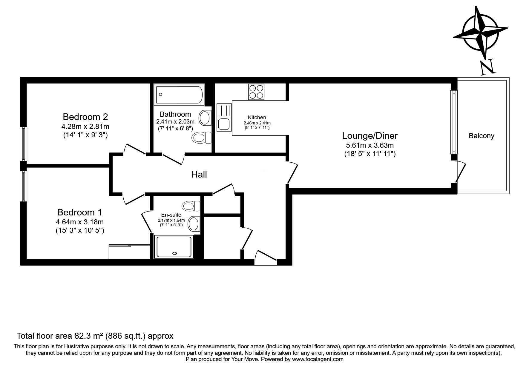 Floorplan of 2 bedroom  Flat for sale, Regal Walk, Bexleyheath, Bexley, DA6
