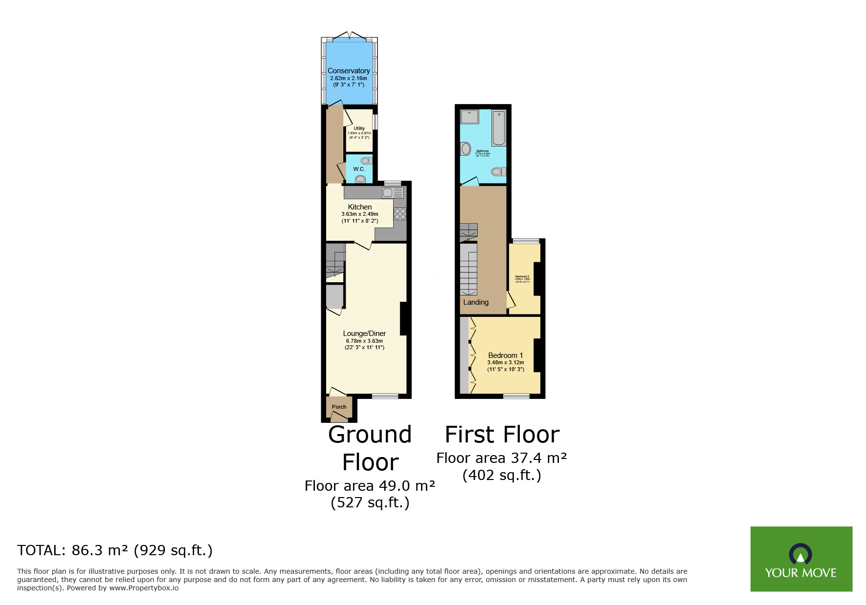 Floorplan of 2 bedroom Semi Detached House for sale, Chapel Road, Bexleyheath, DA7