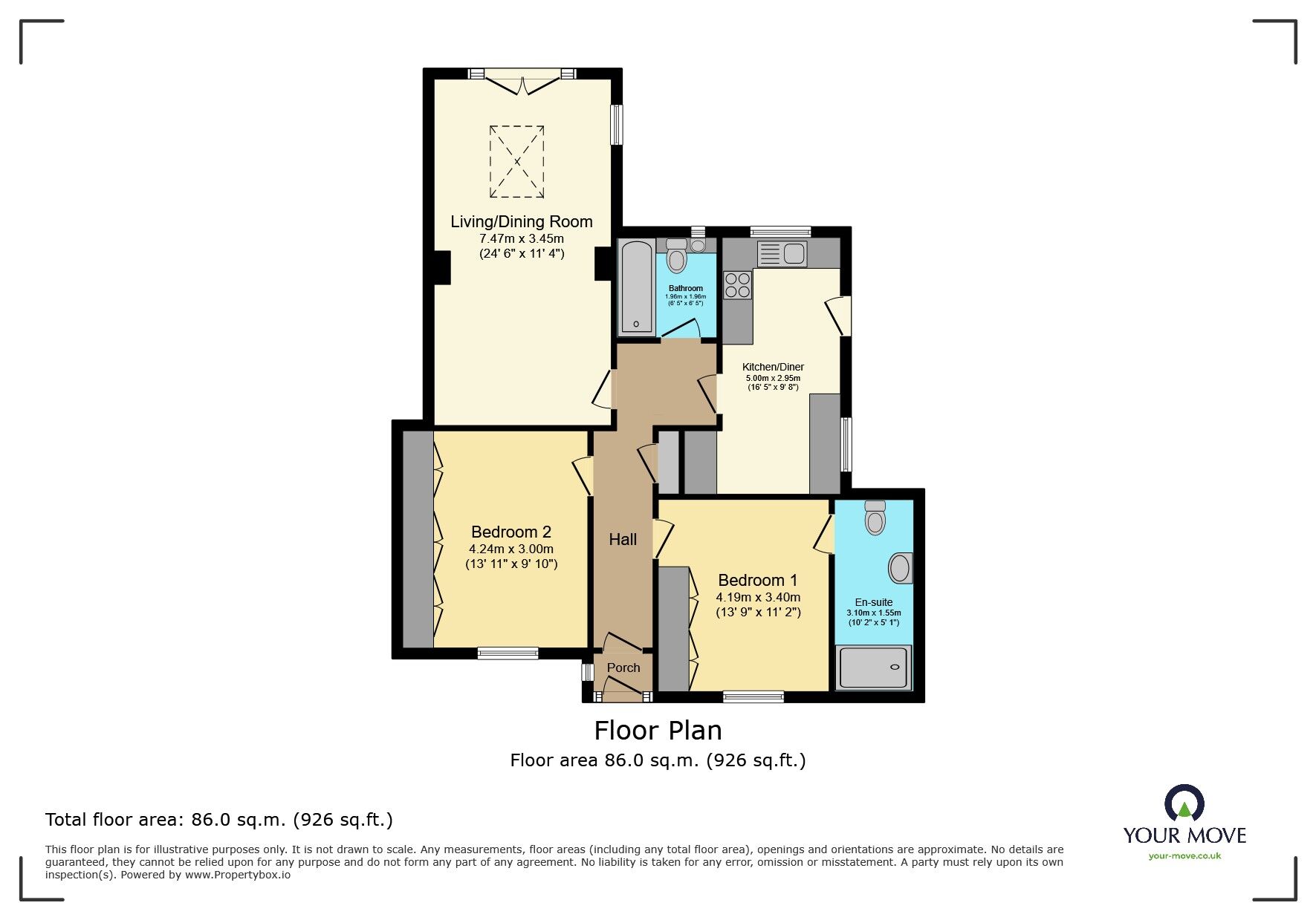Floorplan of 2 bedroom Semi Detached Bungalow for sale, Rosemary Road, Welling, DA16