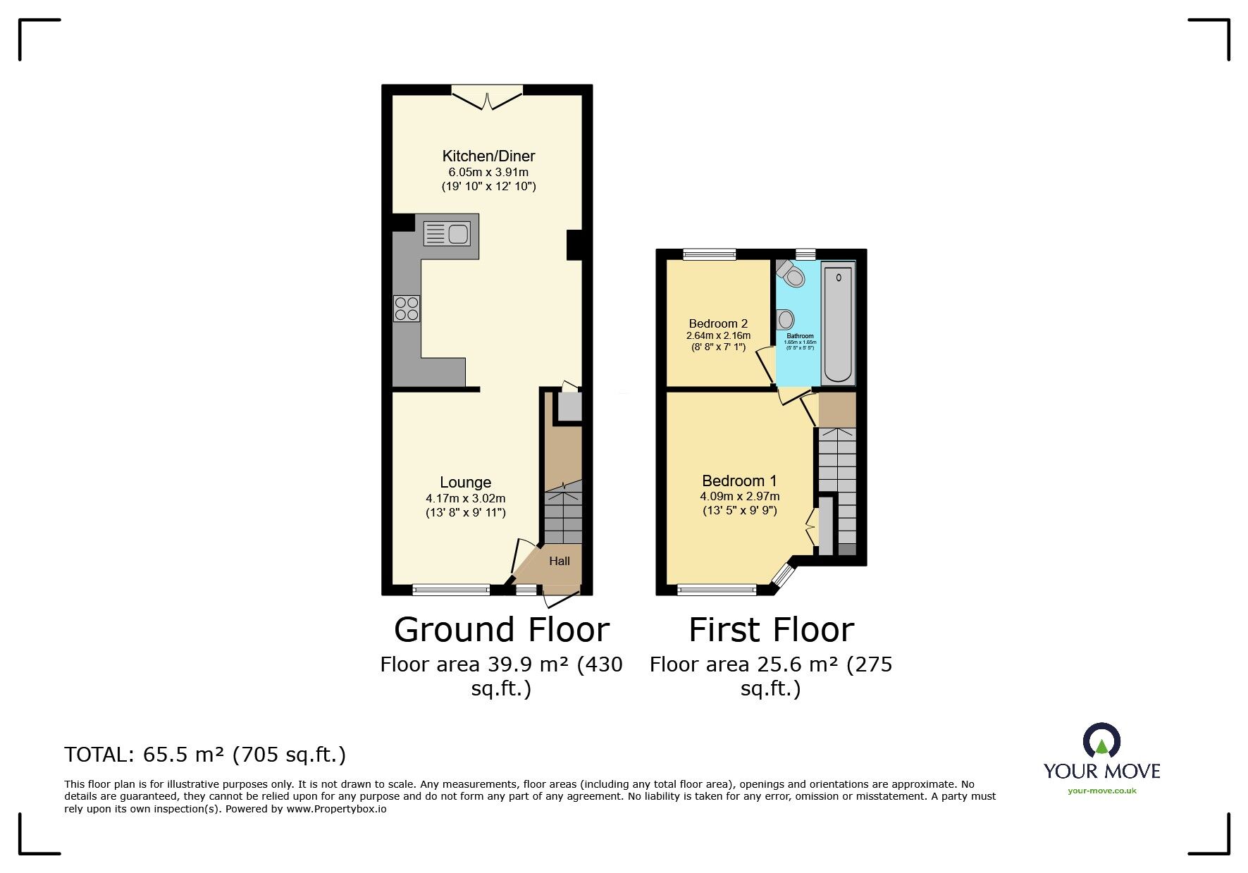 Floorplan of 2 bedroom Mid Terrace House for sale, Old Manor Way, Bexleyheath, Bexley, DA7