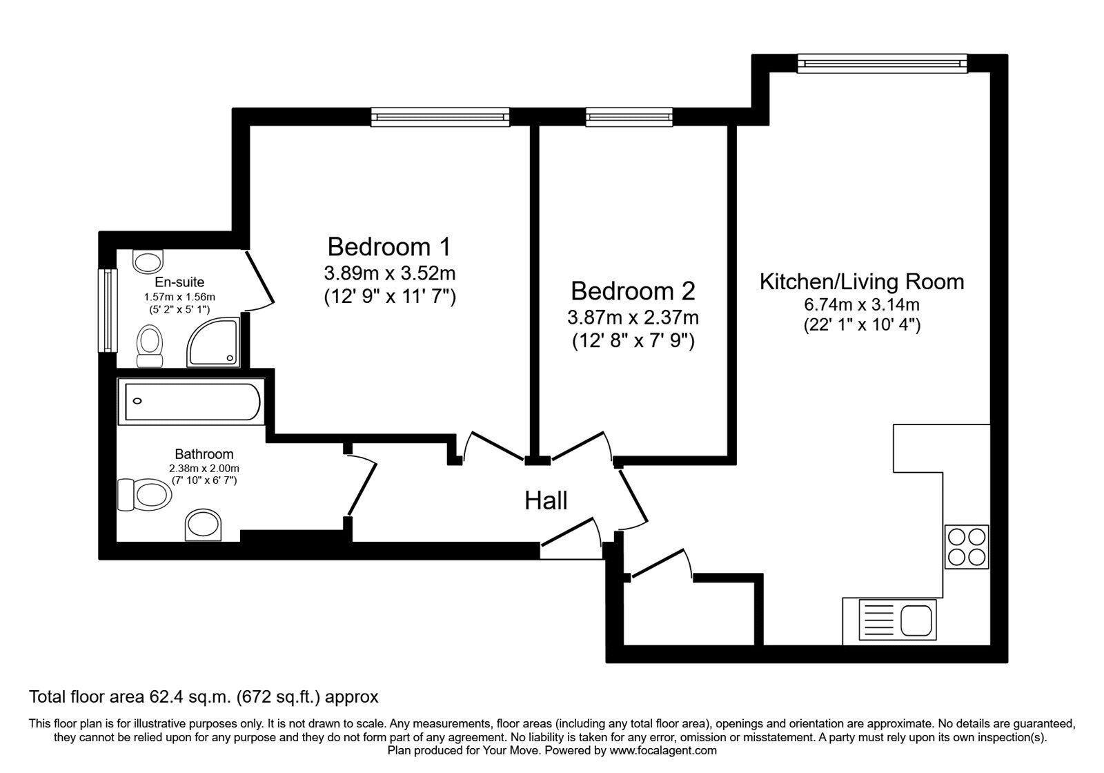 Floorplan of 2 bedroom Flat to rent, Devonshire Road, Bexleyheath, DA6