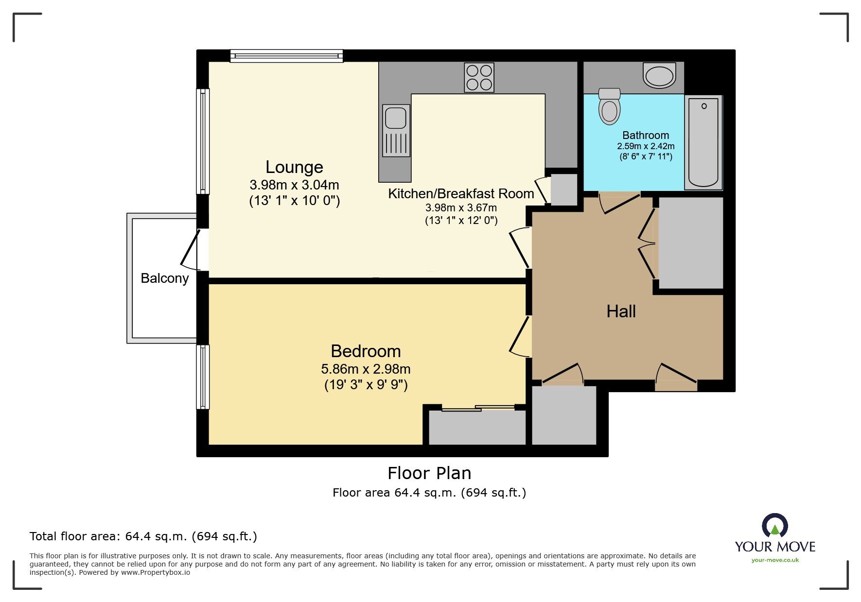 Floorplan of 1 bedroom  Flat for sale, Regal Walk, Bexleyheath, DA6