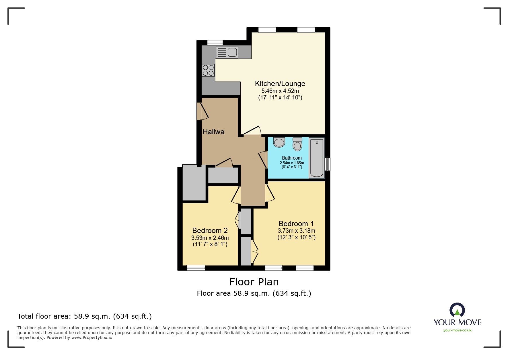 Floorplan of 2 bedroom  Flat for sale, London Road, Crayford, Dartford, DA1