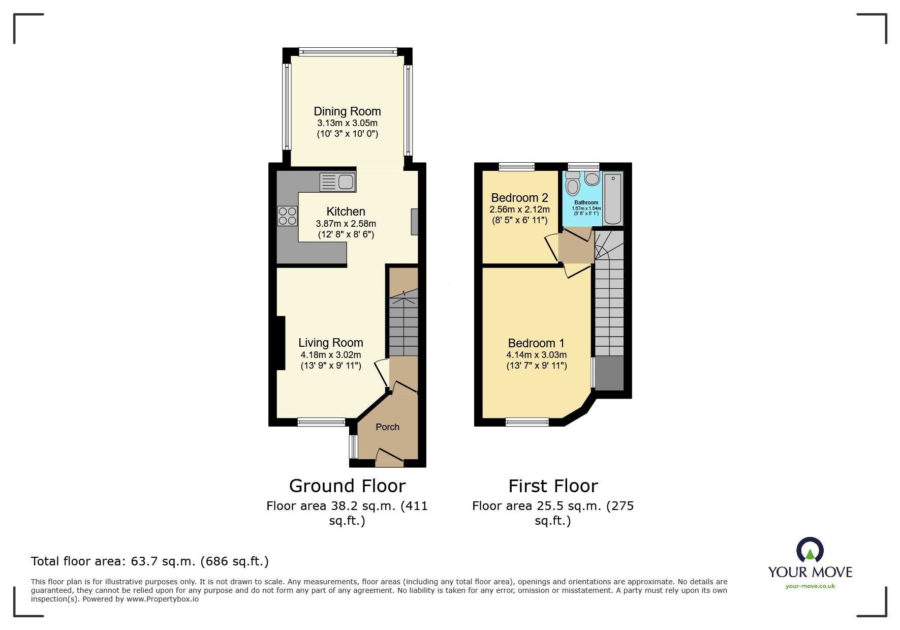 Floorplan of 2 bedroom Mid Terrace House for sale, Porthkerry Avenue, Welling, Kent, DA16