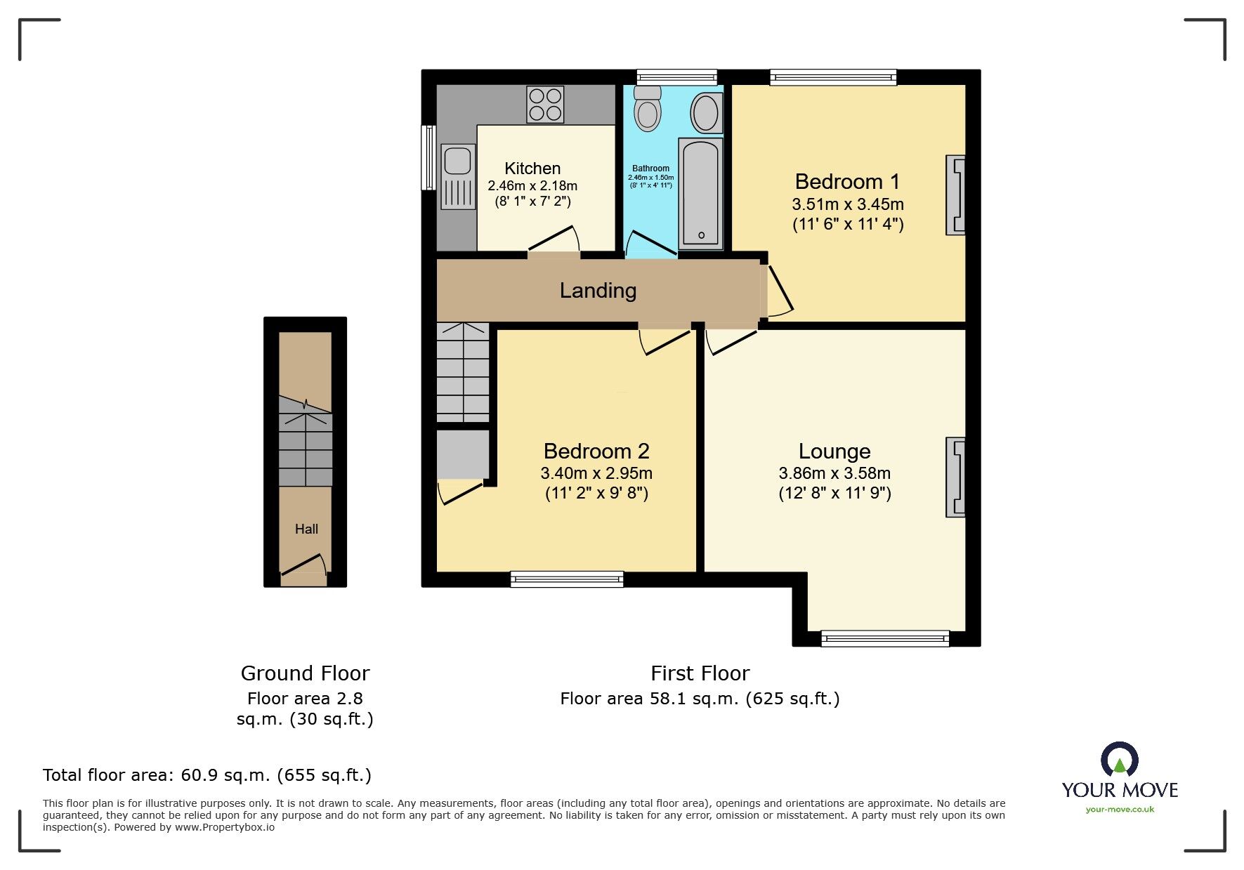 Floorplan of 2 bedroom  Flat for sale, Braemar Avenue, Bexleyheath, DA7