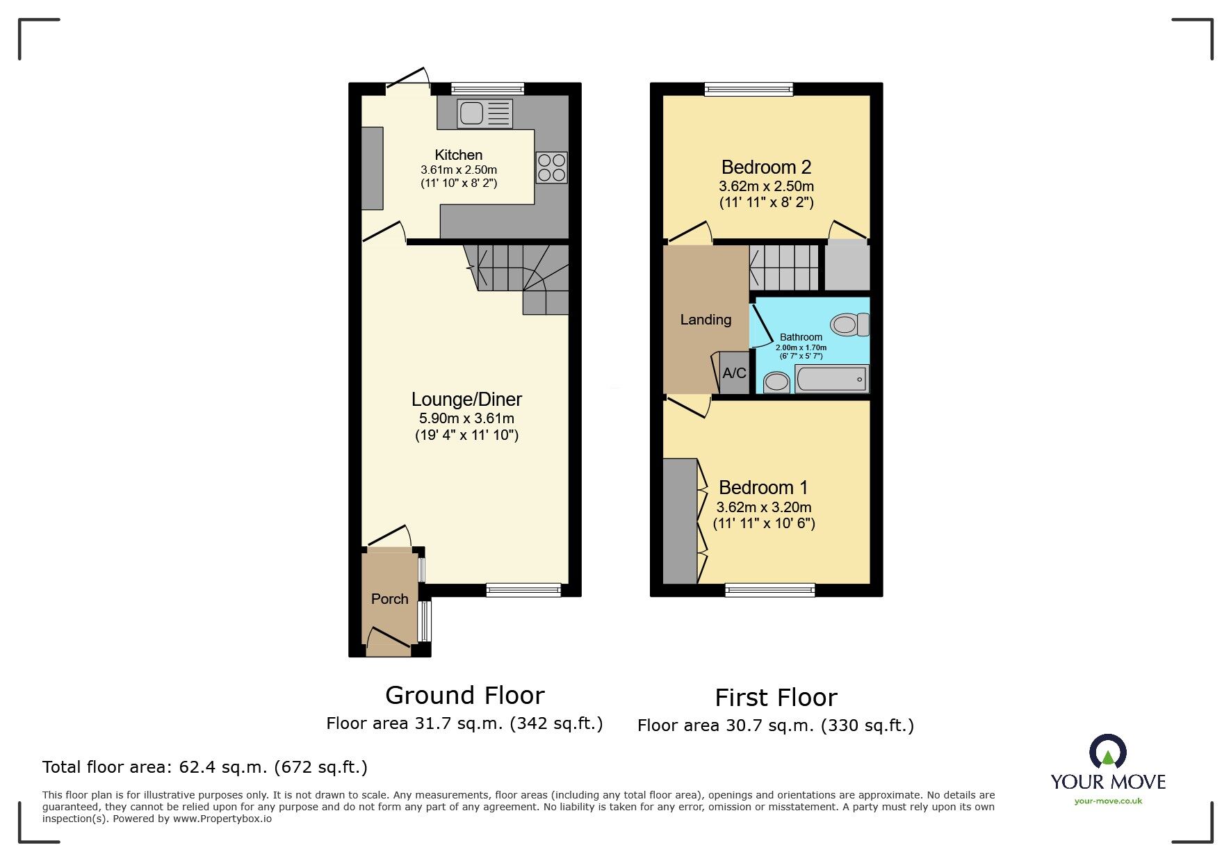 Floorplan of 2 bedroom Mid Terrace House for sale, Wordsworth Road, Welling, DA16