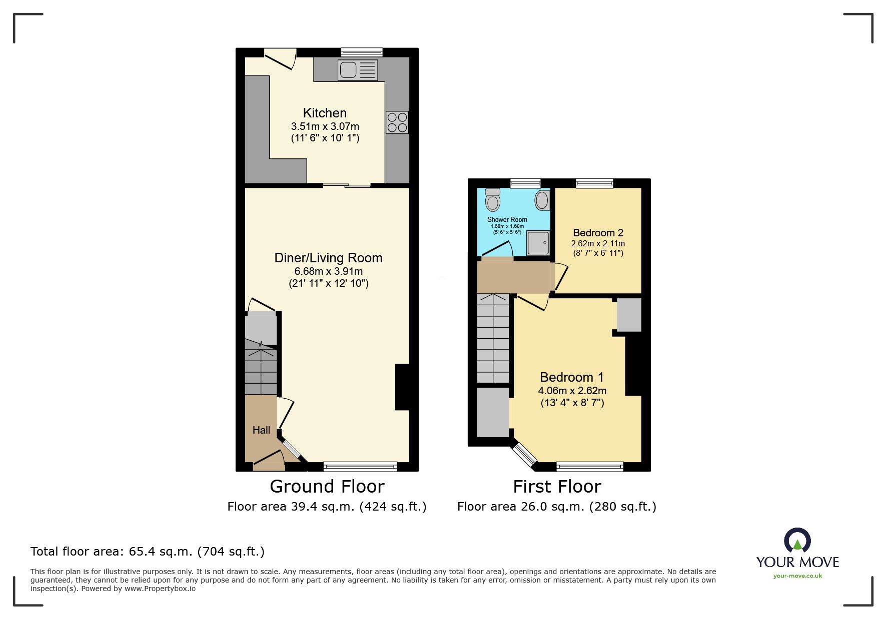 Floorplan of 2 bedroom Mid Terrace House for sale, Penshurst Avenue, Sidcup, Bexley, DA15