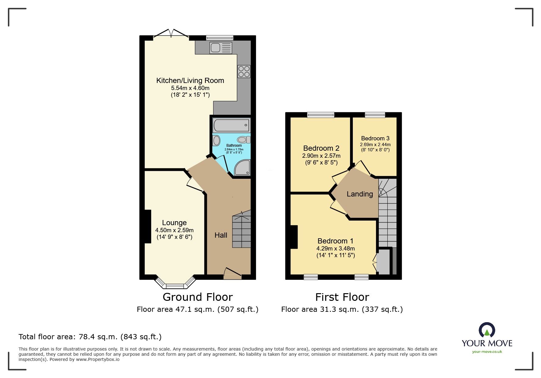Floorplan of 3 bedroom Mid Terrace House for sale, Pelham Road, Bexleyheath, DA7