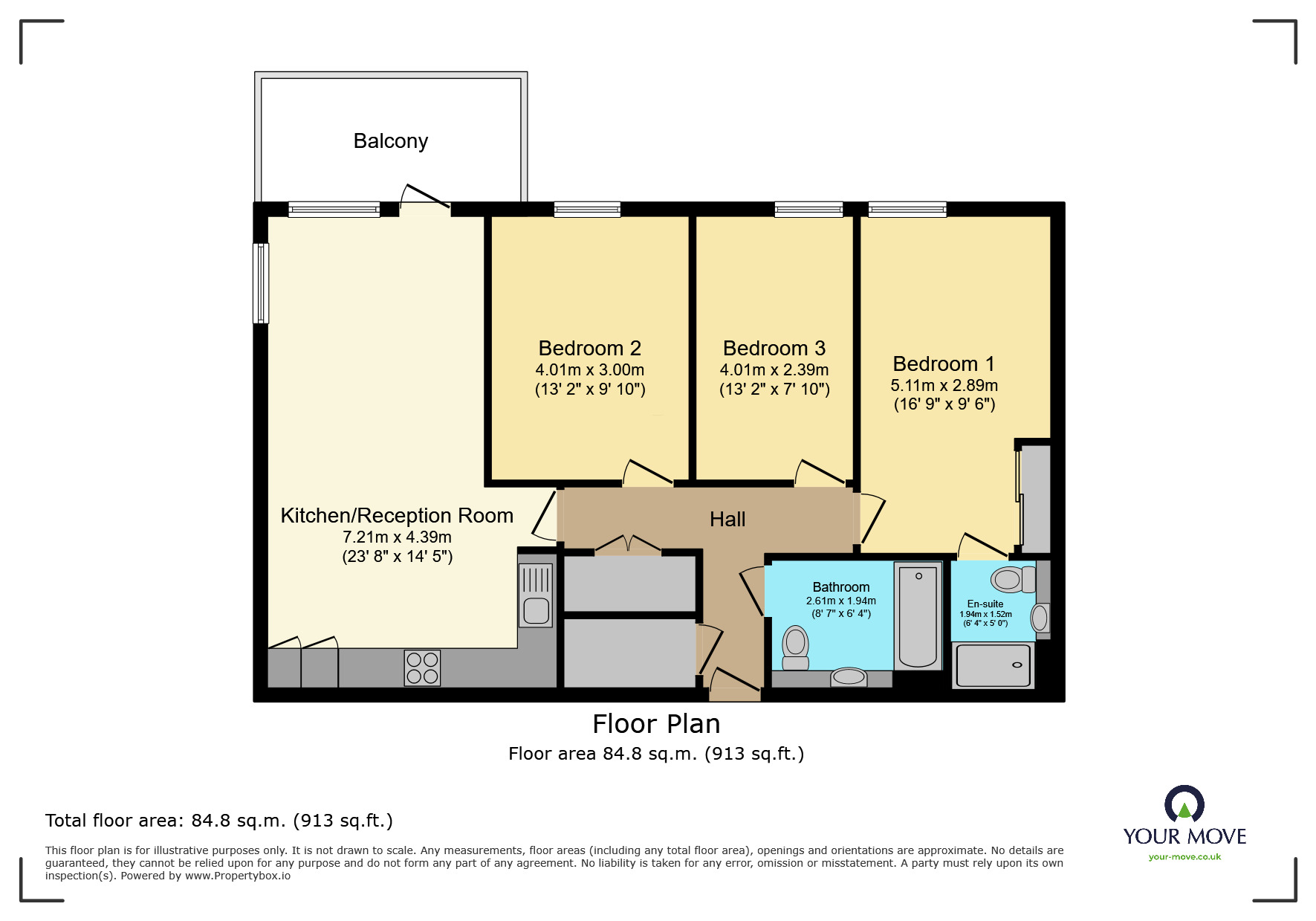 Floorplan of 3 bedroom Flat to rent, Regal Walk, Bexleyheath, DA6