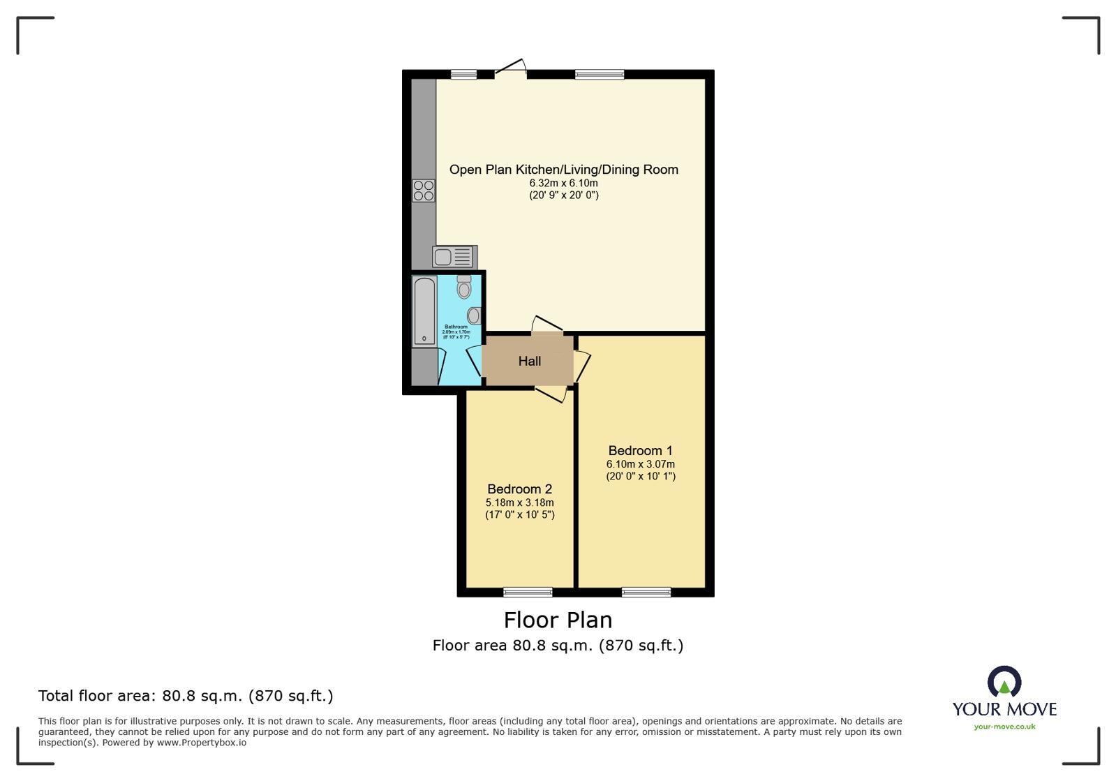 Floorplan of 2 bedroom Flat for sale, Broadway, Bexleyheath, Kent, DA6