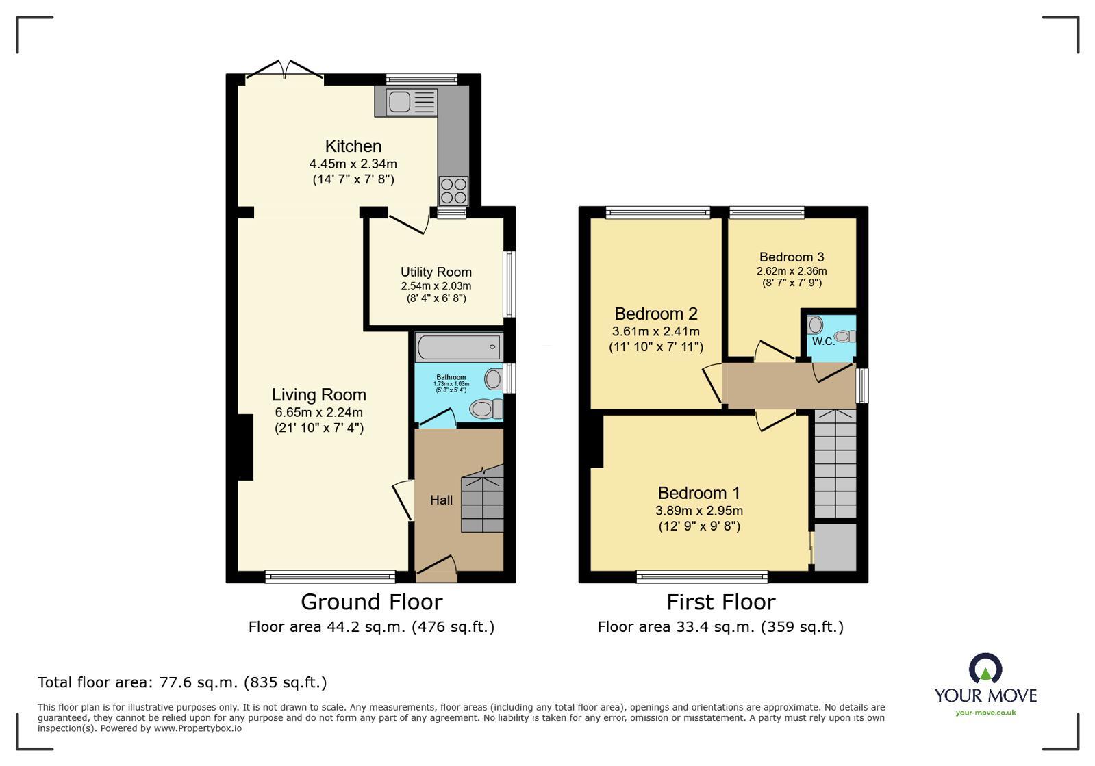 Floorplan of 3 bedroom Semi Detached House for sale, Beult Road, Crayford, Dartford, DA1