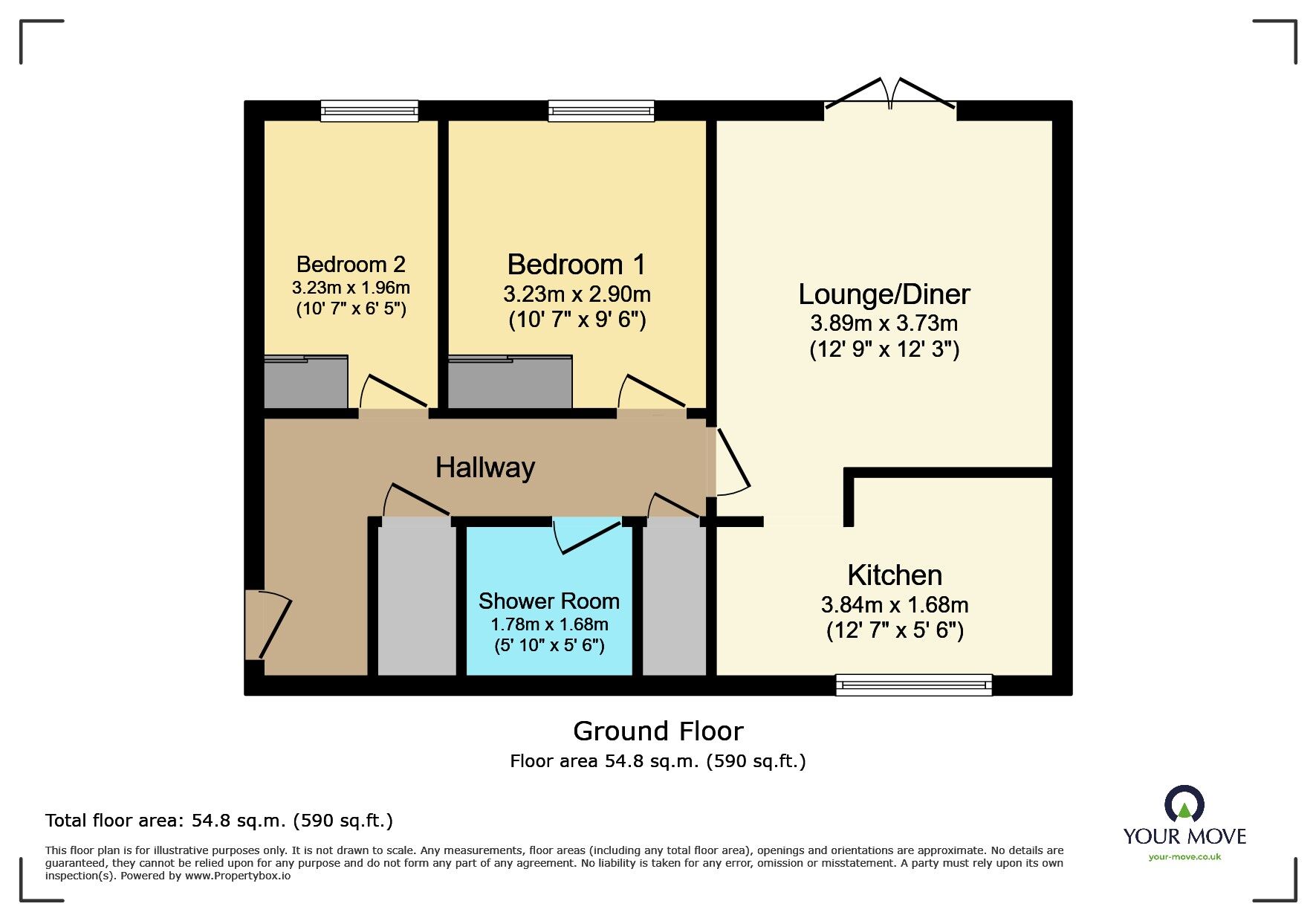 Floorplan of 2 bedroom Flat for sale, Woodfall Drive, Crayford, Dartford, DA1