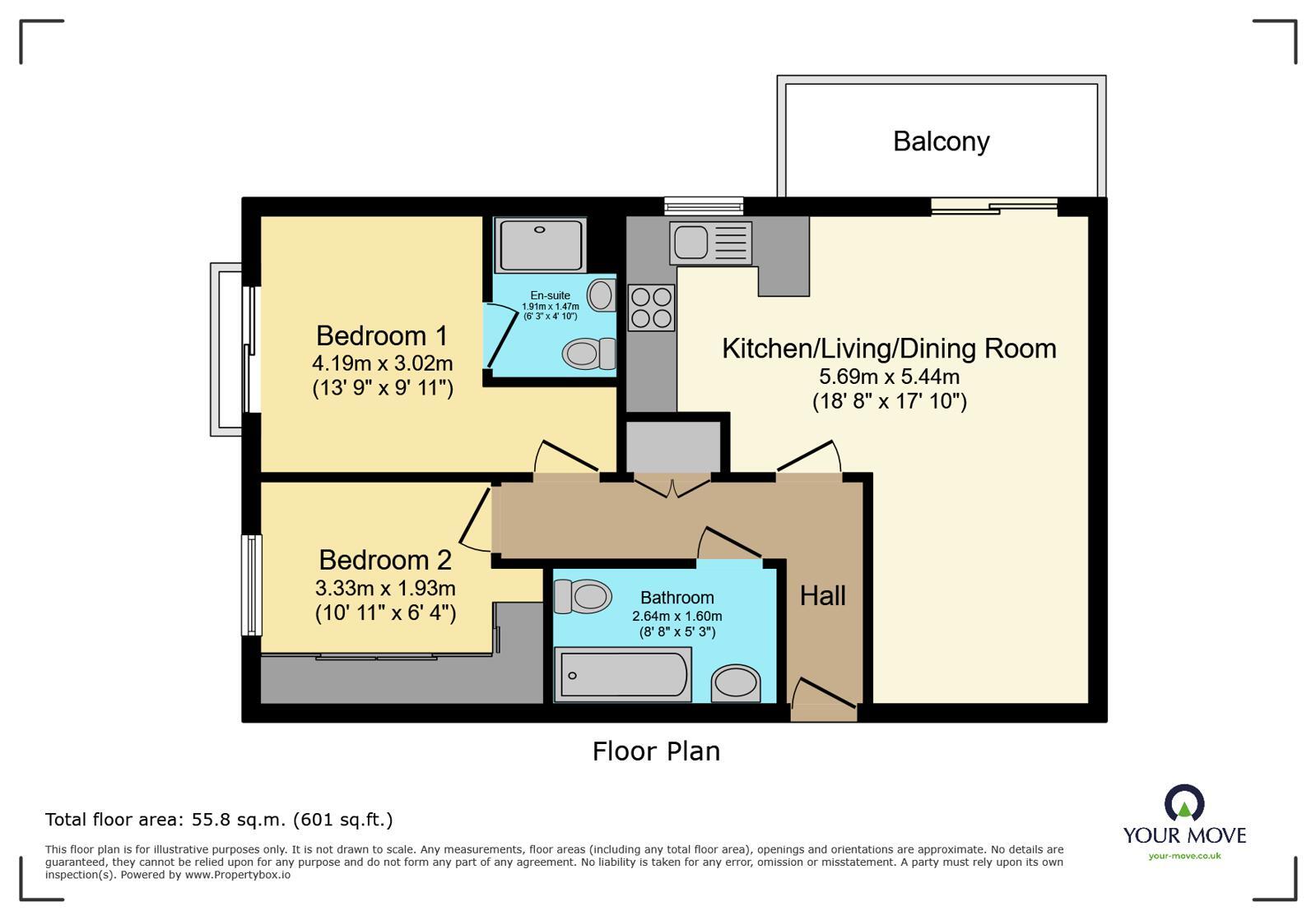 Floorplan of 2 bedroom Flat for sale, Talehangers Close, Crook Log, Kent, DA6