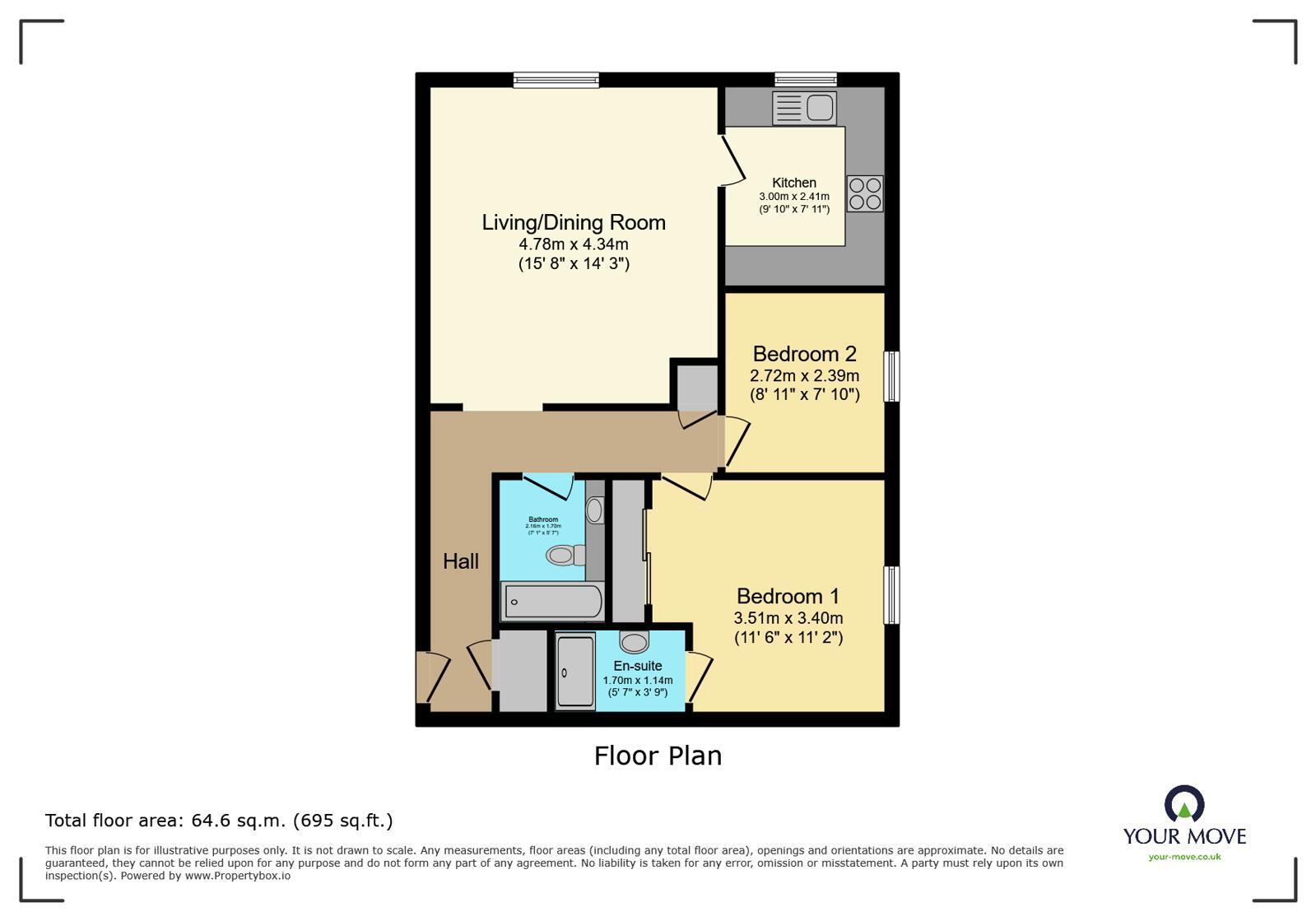 Floorplan of 2 bedroom Flat for sale, Manor Road, Sidcup, DA15