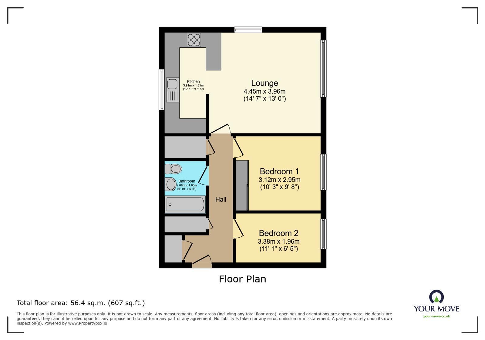 Floorplan of 2 bedroom Flat for sale, Woodfall Drive, Crayford, Dartford, DA1